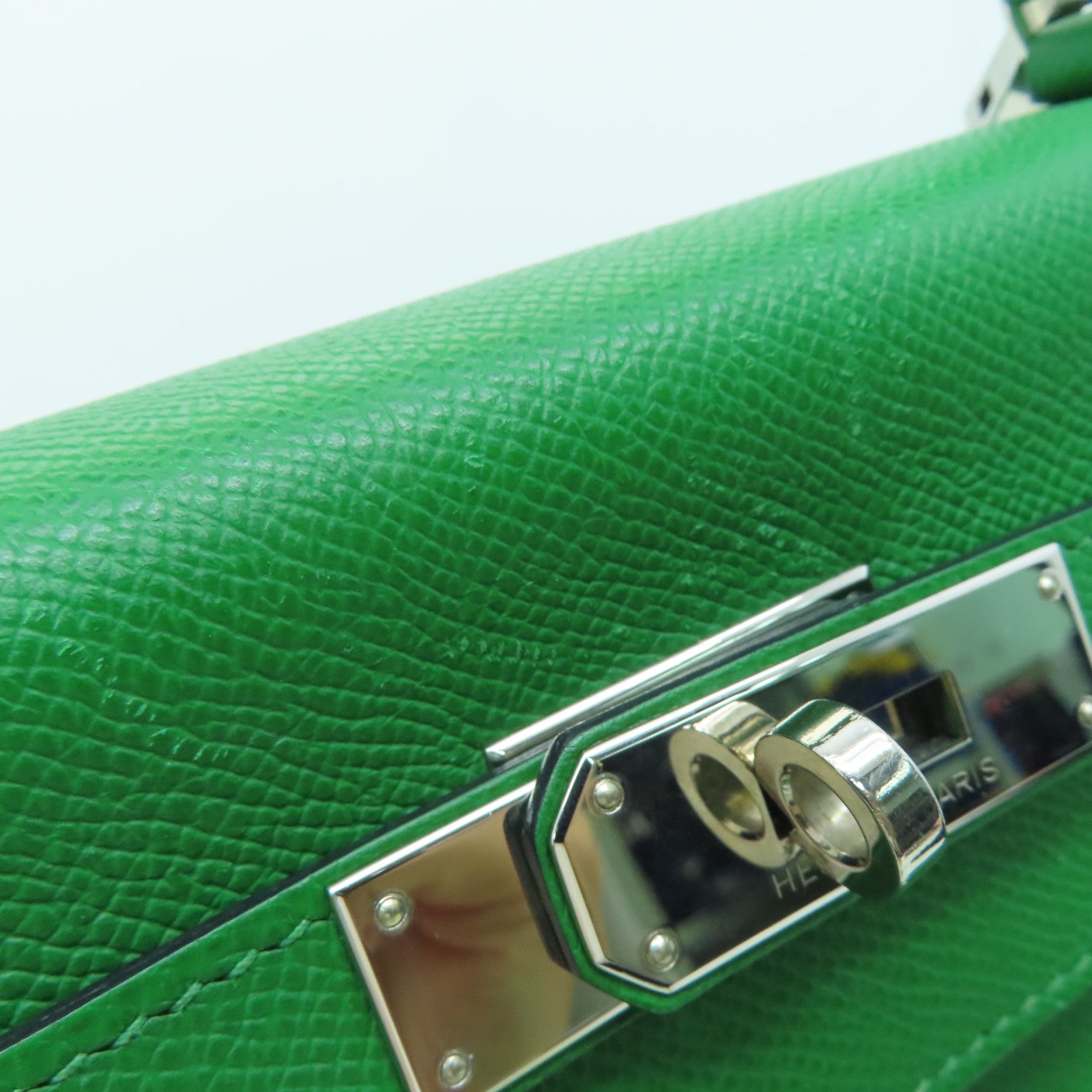 HERMES 【激减优惠】Epsom皮革Kelly 32银扣手挽肩背两用袋Bengale/绿色