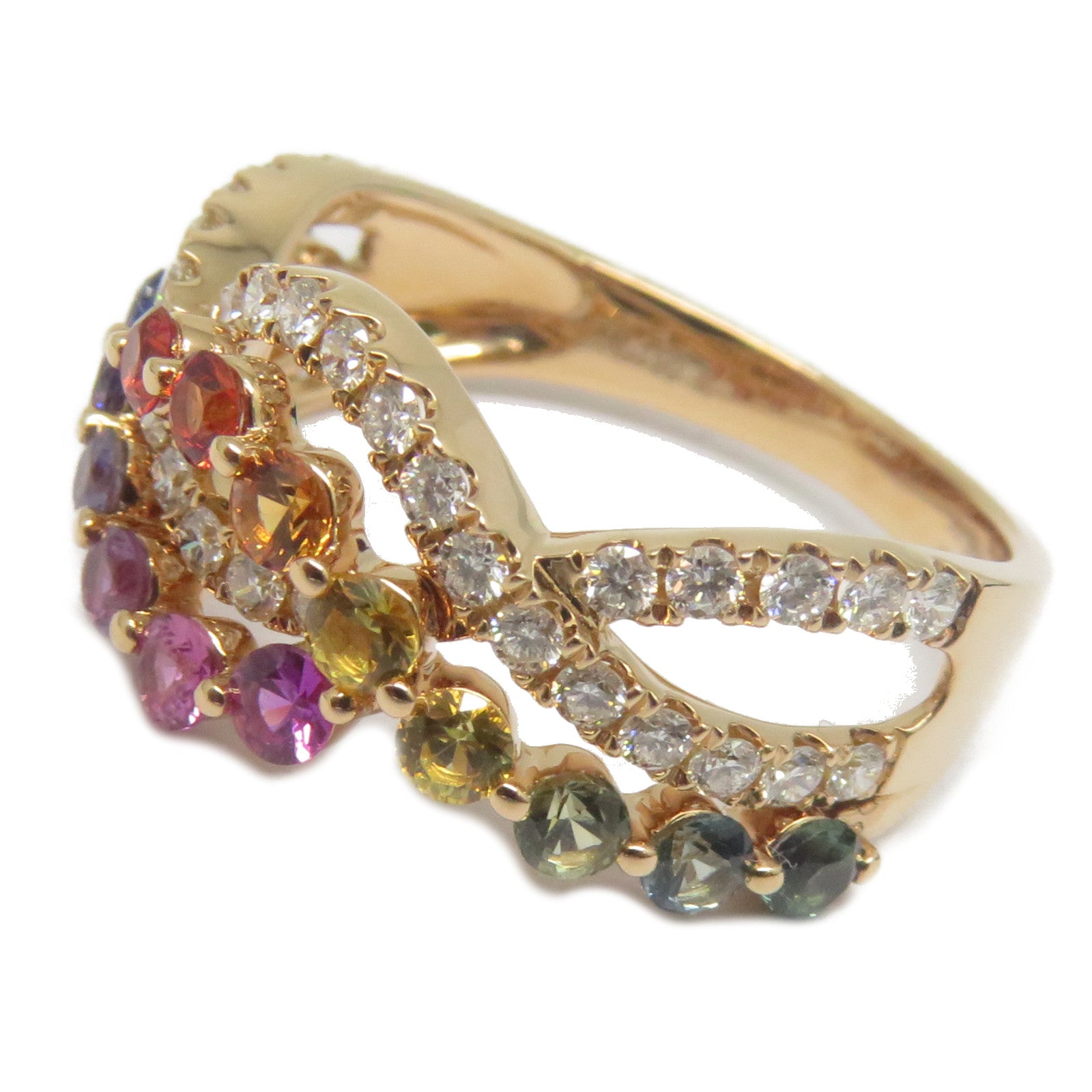 JEWELRY 【激減優惠】18K玫瑰金Multi Sapphire Diamond Ring 0.93ct彩色藍寶石/0.4ct鑽石戒指US#6
