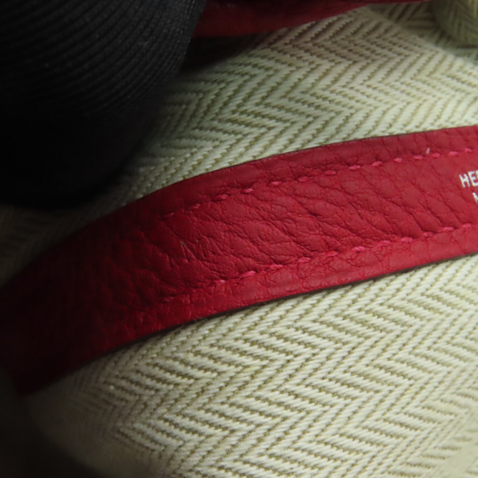 HERMES Negonda皮革Garden Party TPM銀扣手挽袋Rouge Casaque紅色
