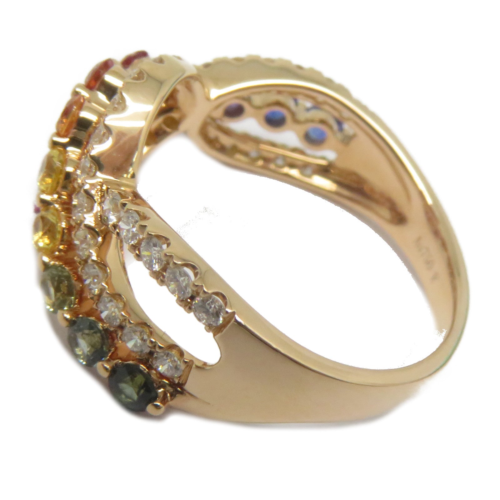 JEWELRY 【激減優惠】18K玫瑰金Multi Sapphire Diamond Ring 0.93ct彩色藍寶石/0.4ct鑽石戒指US#6