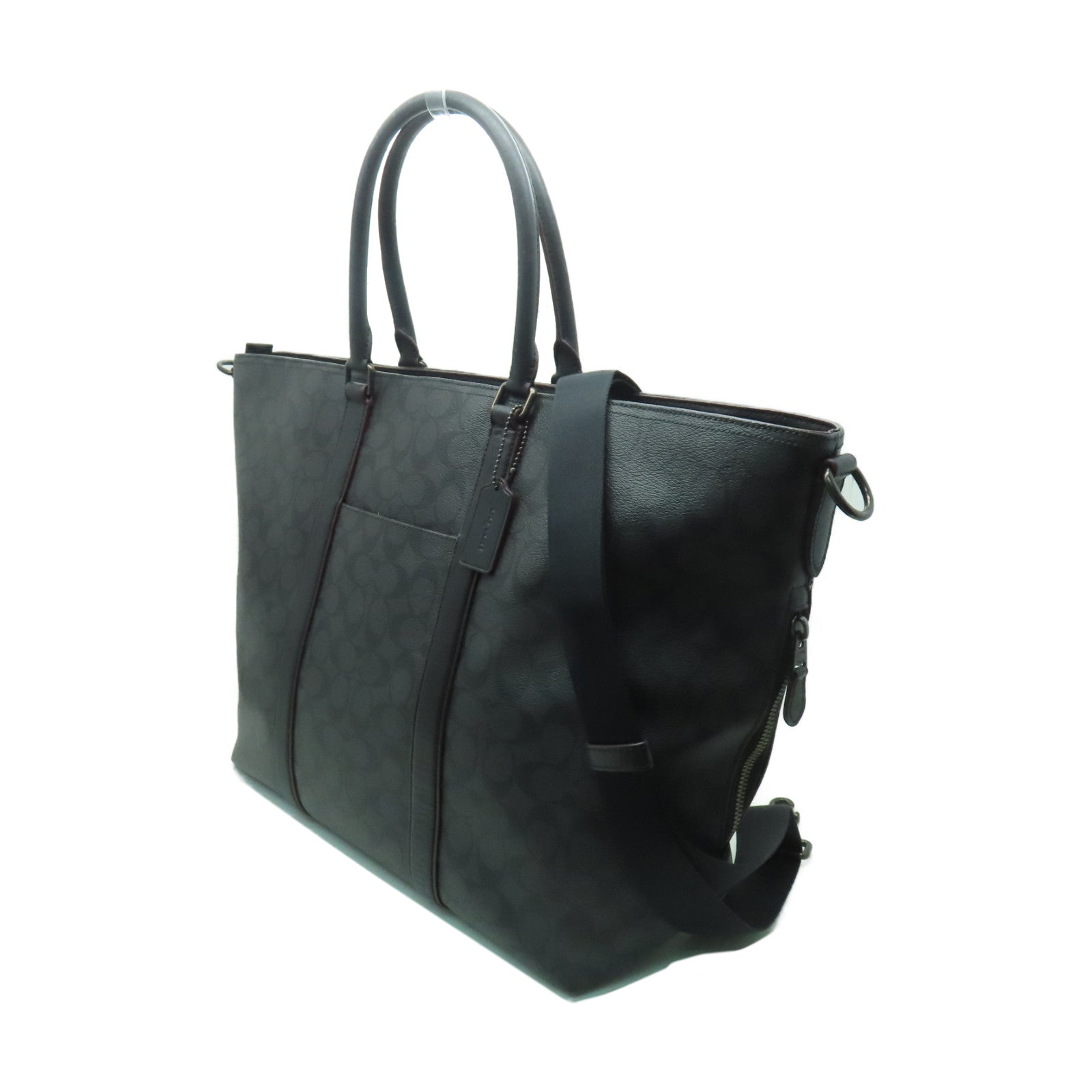COACH 塗層帆布Tote Bag手挽肩背兩用袋黒色