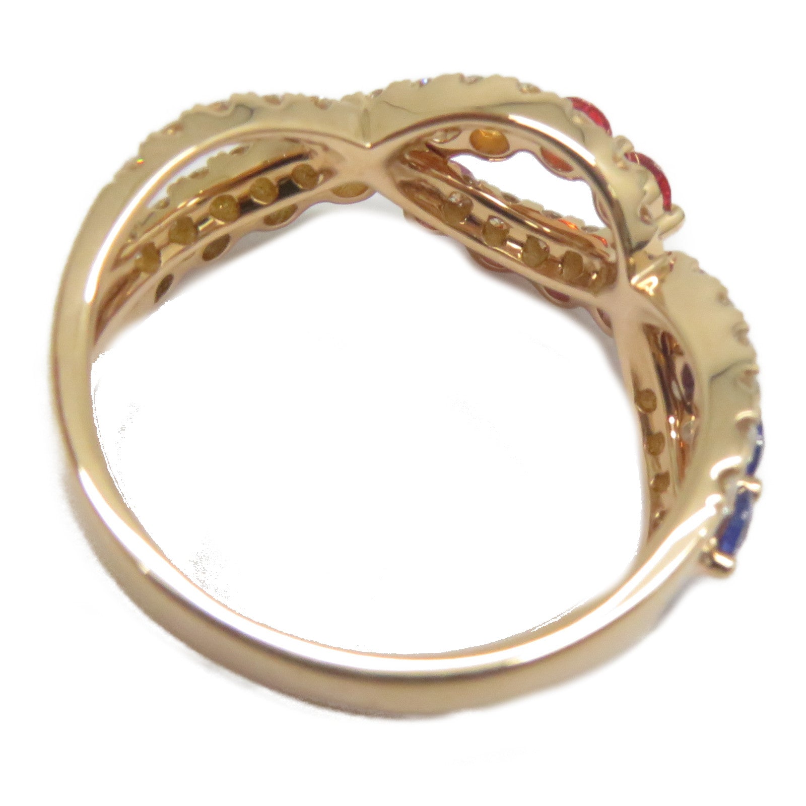 JEWELRY 【激減優惠】18K玫瑰金Multi Sapphire Diamond Ring 0.93ct彩色藍寶石/0.4ct鑽石戒指US#6