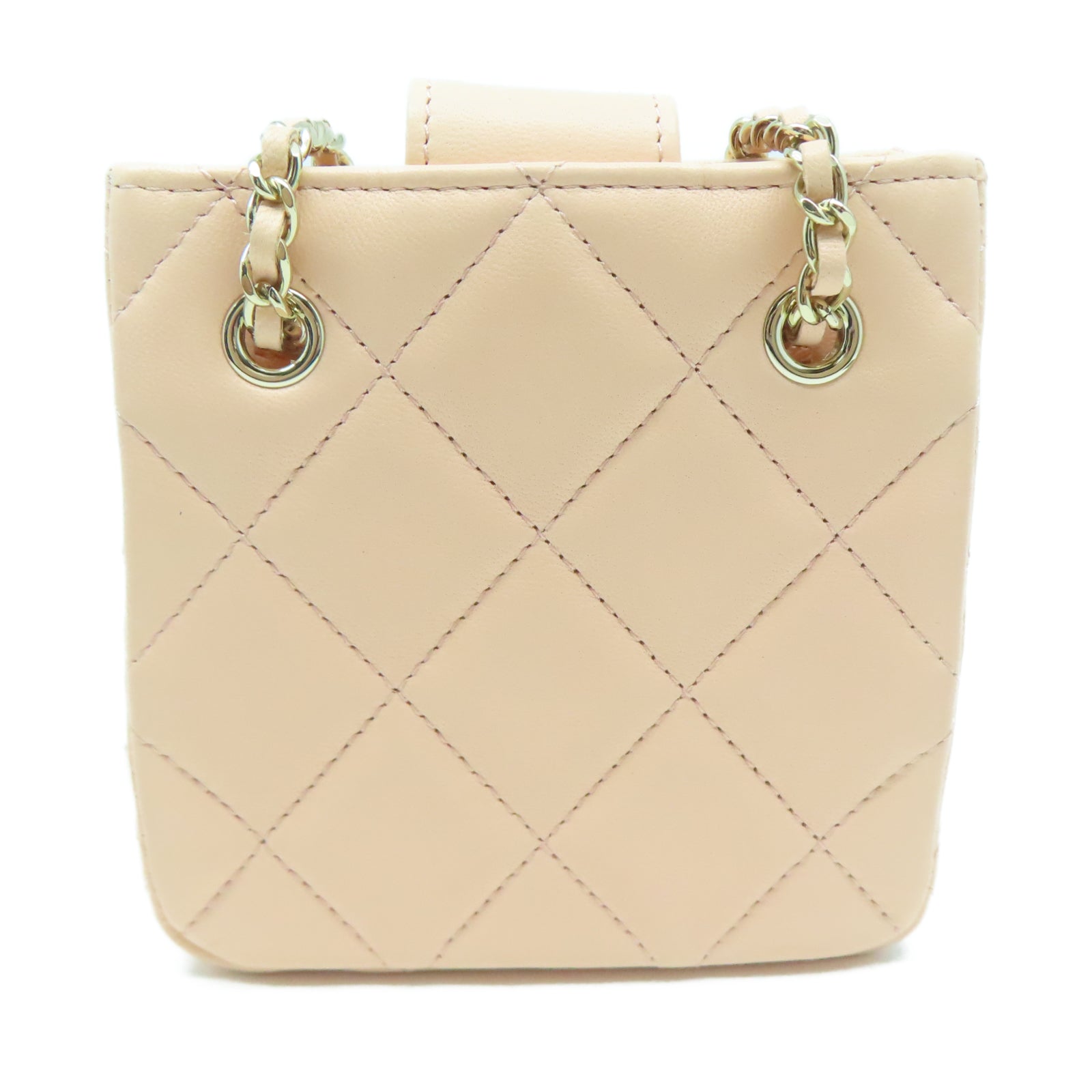 CHANEL 菱格羊皮皮革Shoulder Bag金扣鏈帶肩背袋粉紅色