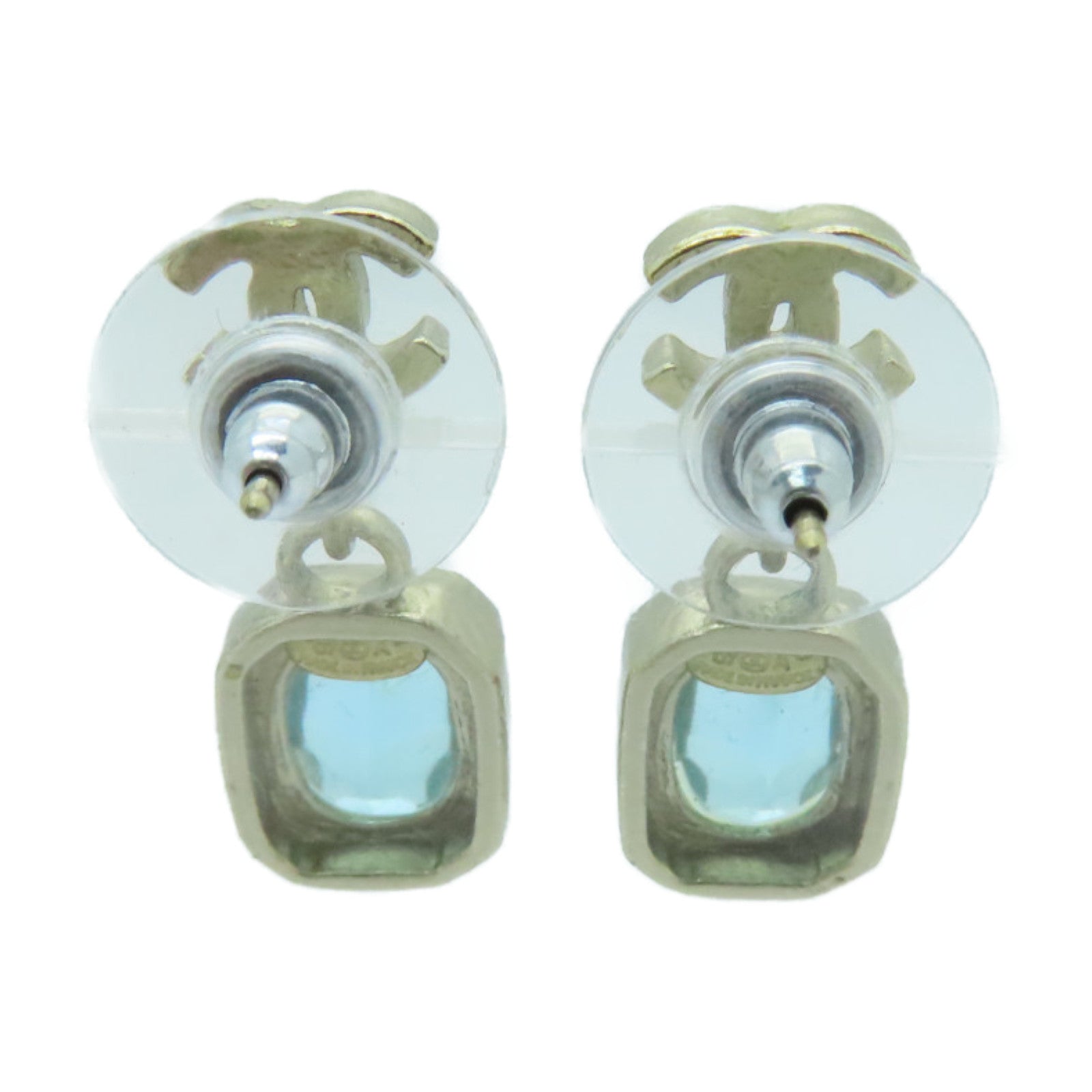 CHANEL Metal/PVC Earrings Gold/Blue