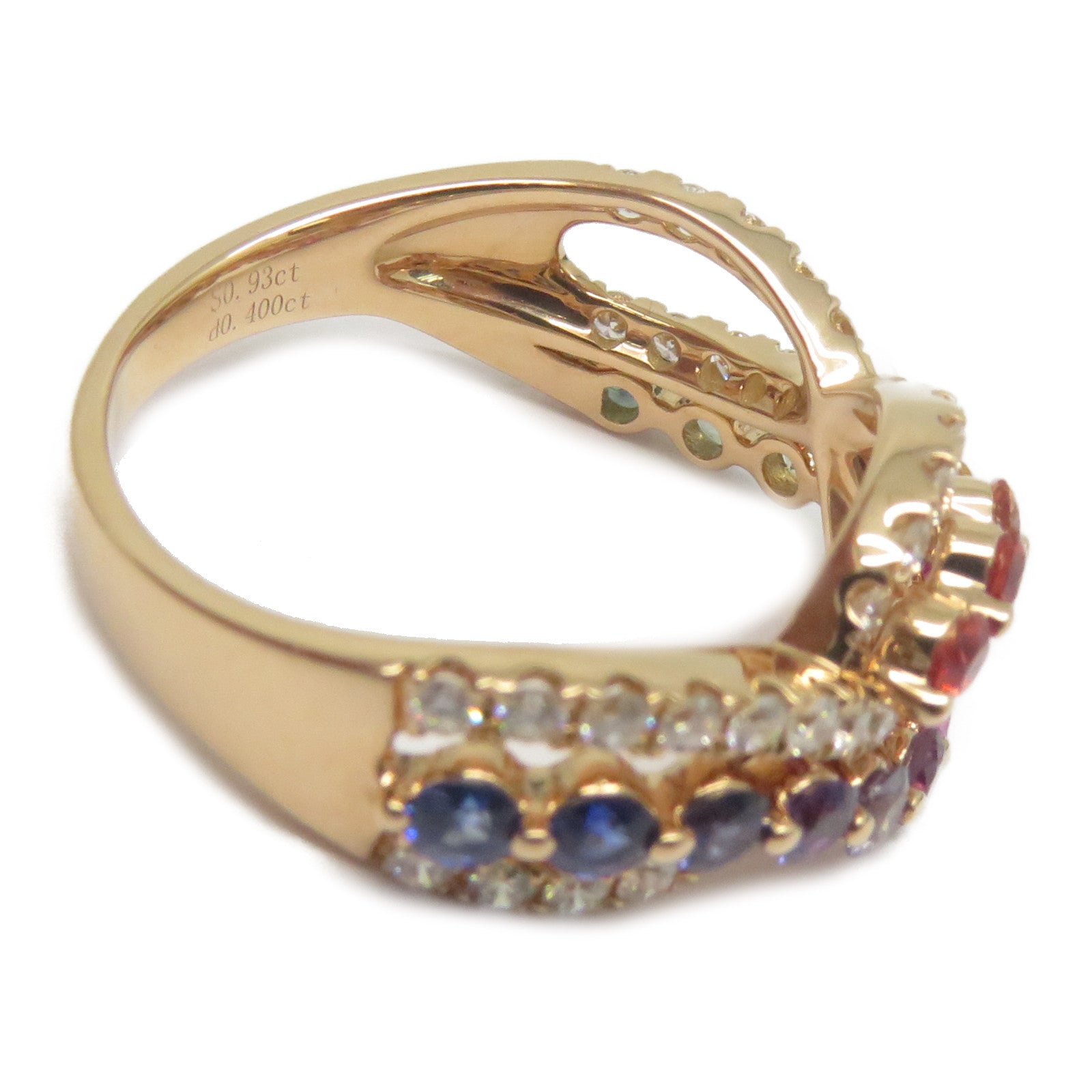 JEWELRY 【激減優惠】18K玫瑰金Multi Sapphire Diamond Ring 0.93ct彩色藍寶石/0.4ct鑽石戒指US#6