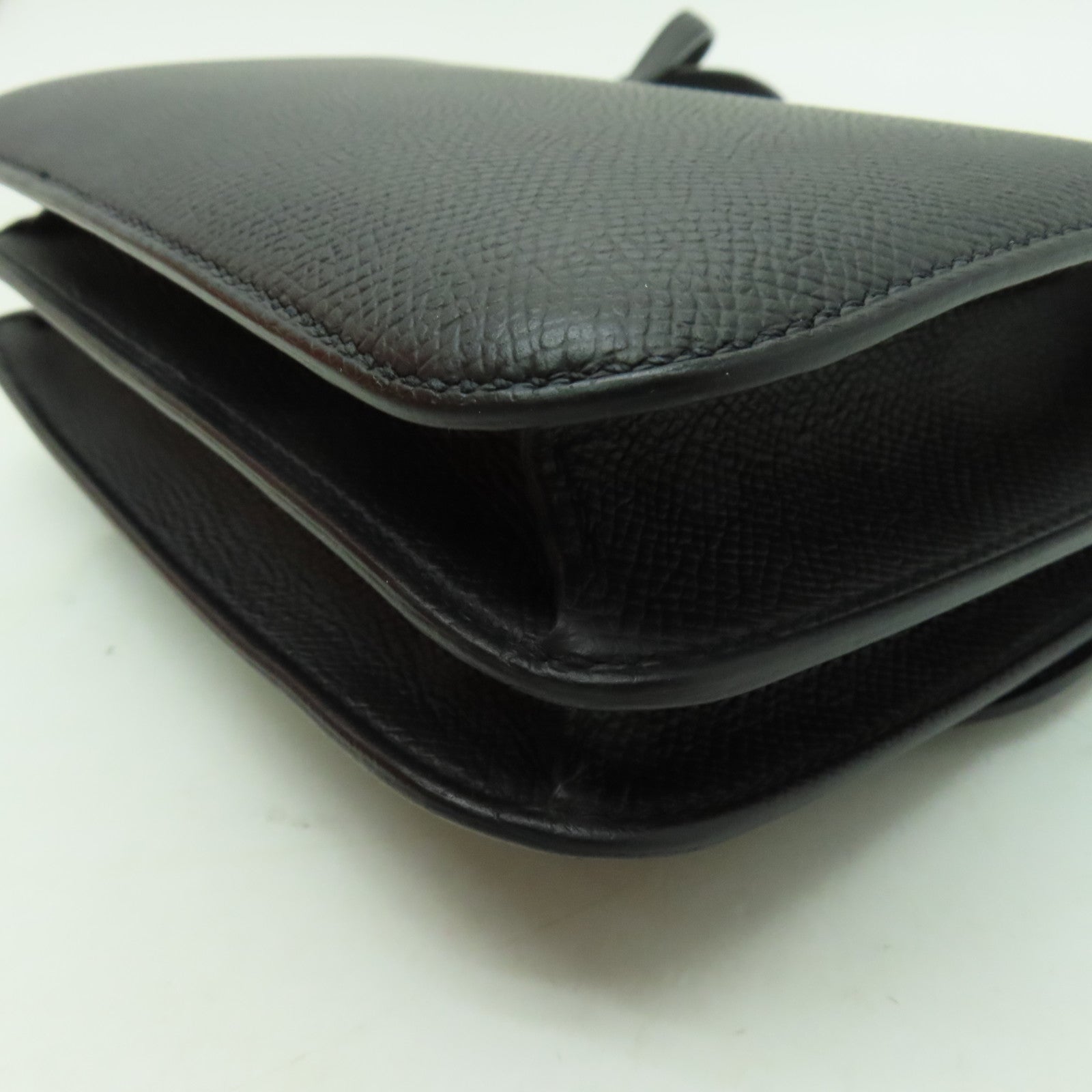 HERMES Epsom皮革Constance Mini金扣手挽肩背兩用袋黑色