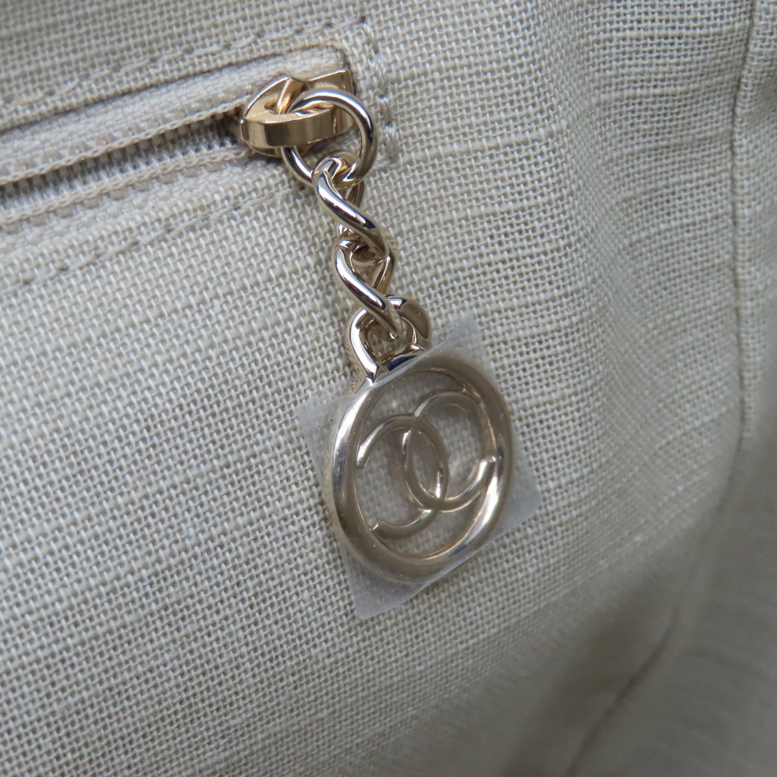CHANEL 帆布Deauville銀扣手挽肩背兩用袋藍色