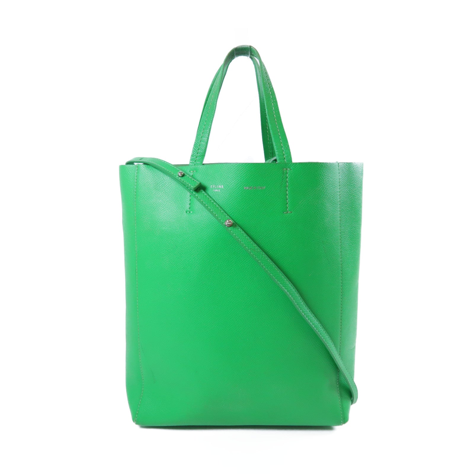 CELINE 牛皮皮革2 Way Shoulder Bag銀扣手挽肩背兩用袋綠色