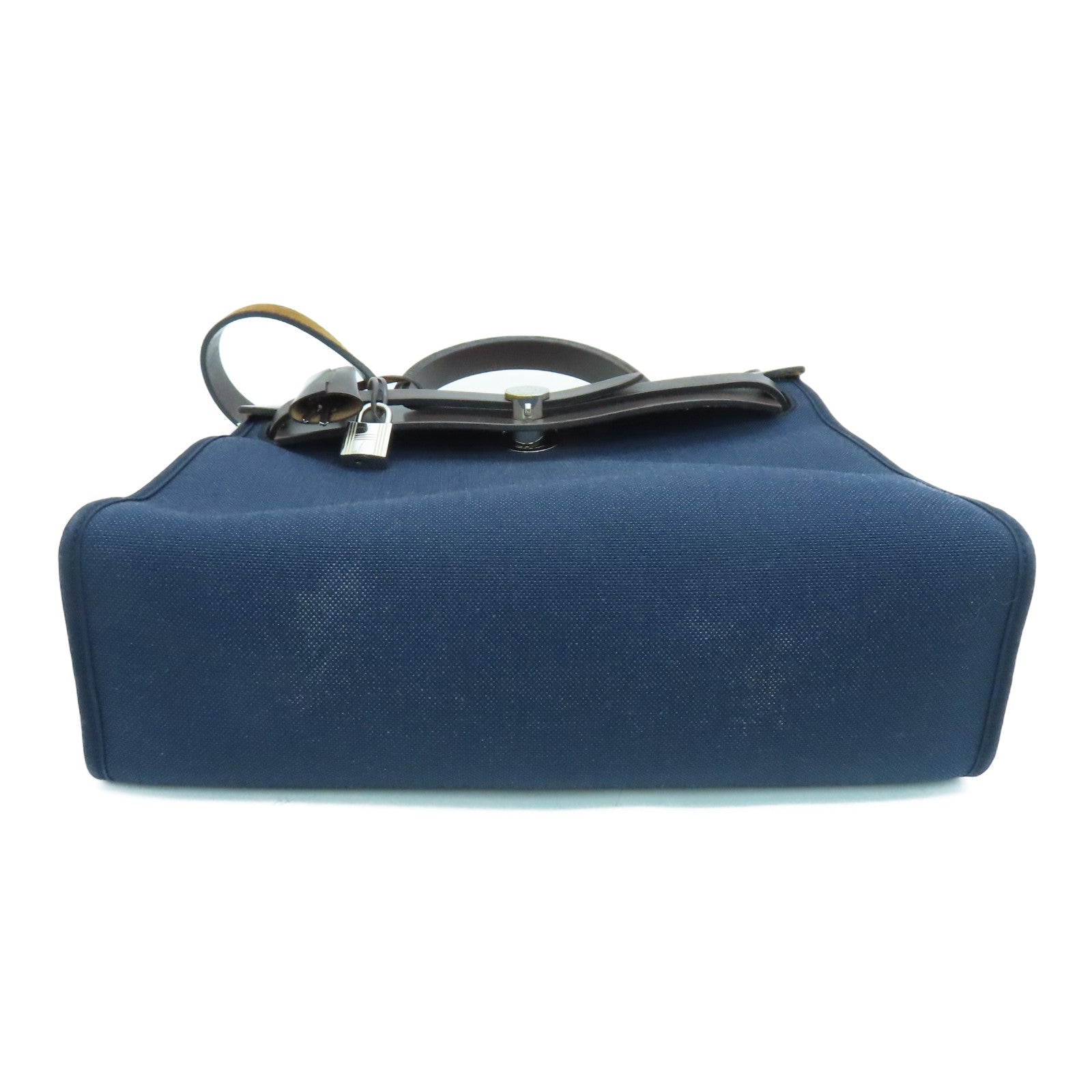 HERMES 帆布Herbag PM银扣肩带包Blue Saphire蓝色