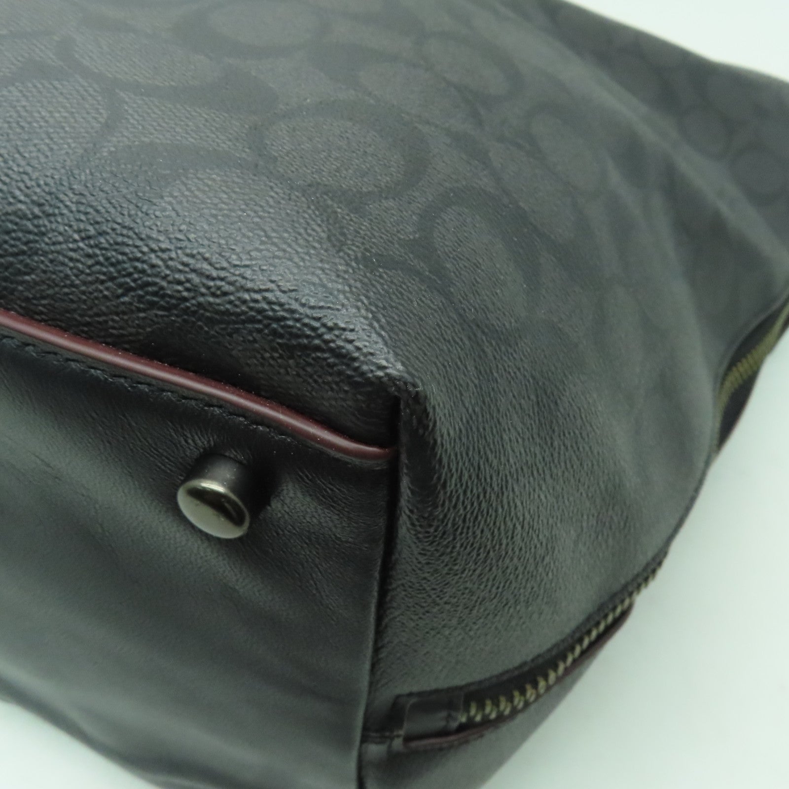 COACH 塗層帆布Tote Bag手挽肩背兩用袋黒色