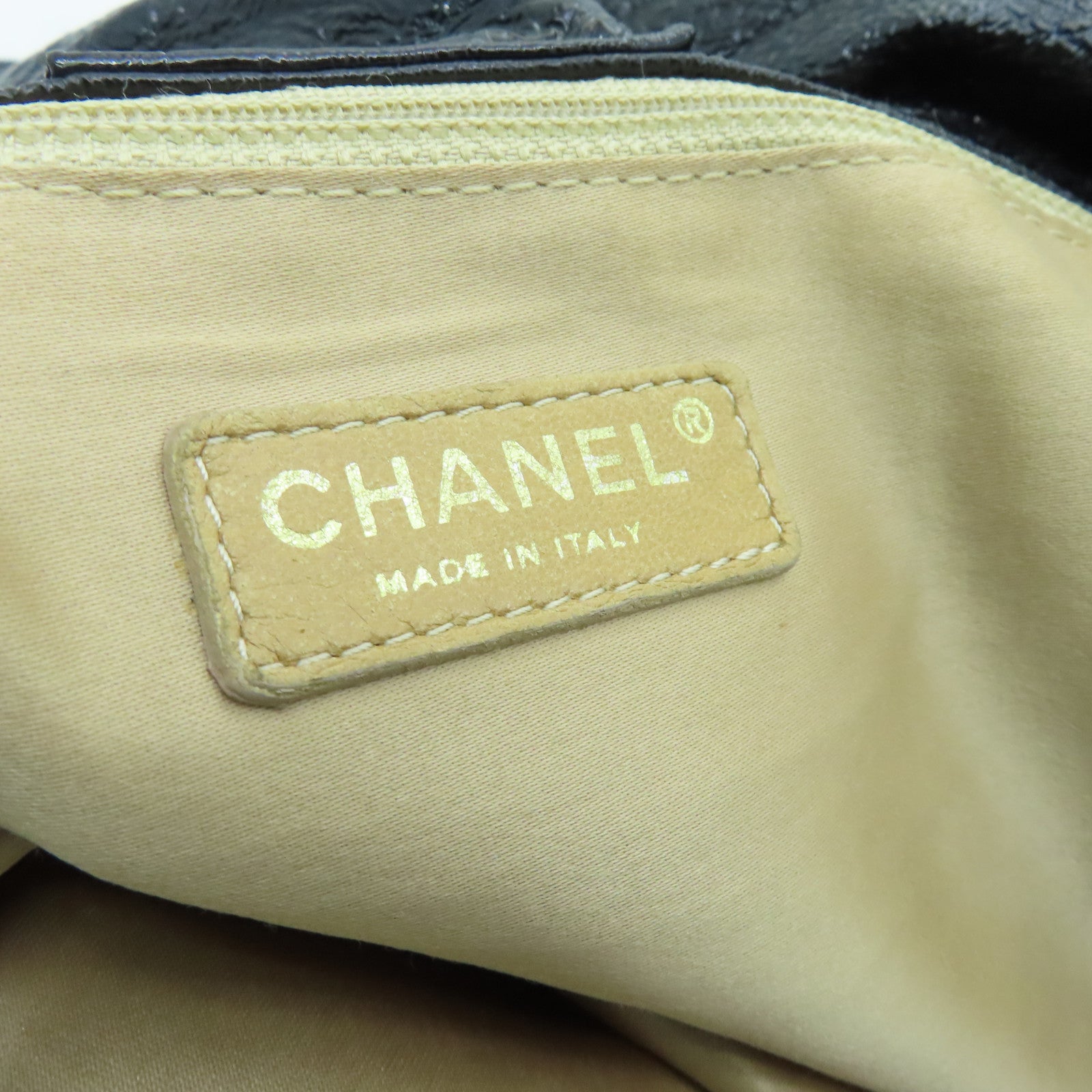 CHANEL coated canvas Chain Shoulder Bag gold buckle chain shoulder bag black