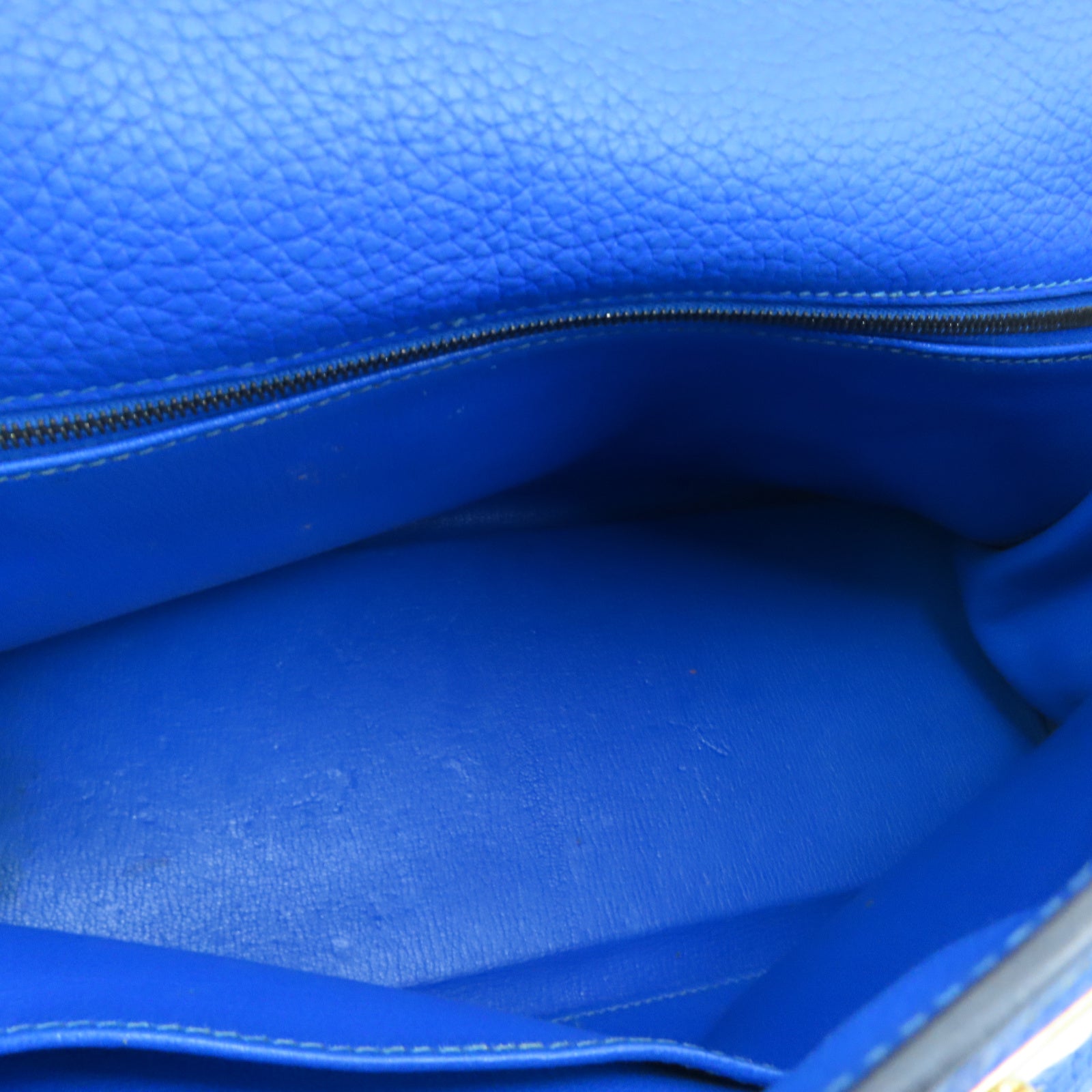 HERMES Taurillon Clemence皮革Kelly 35金扣手挽肩背两用袋希腊蓝色