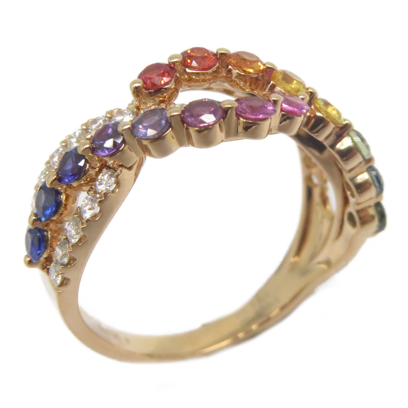 JEWELRY 【激減優惠】18K玫瑰金Multi Sapphire Diamond Ring 0.93ct彩色藍寶石/0.4ct鑽石戒指US#6