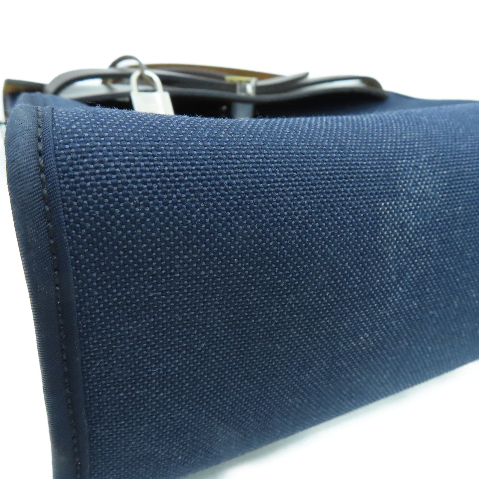 HERMES 帆布Herbag PM银扣肩带包Blue Saphire蓝色