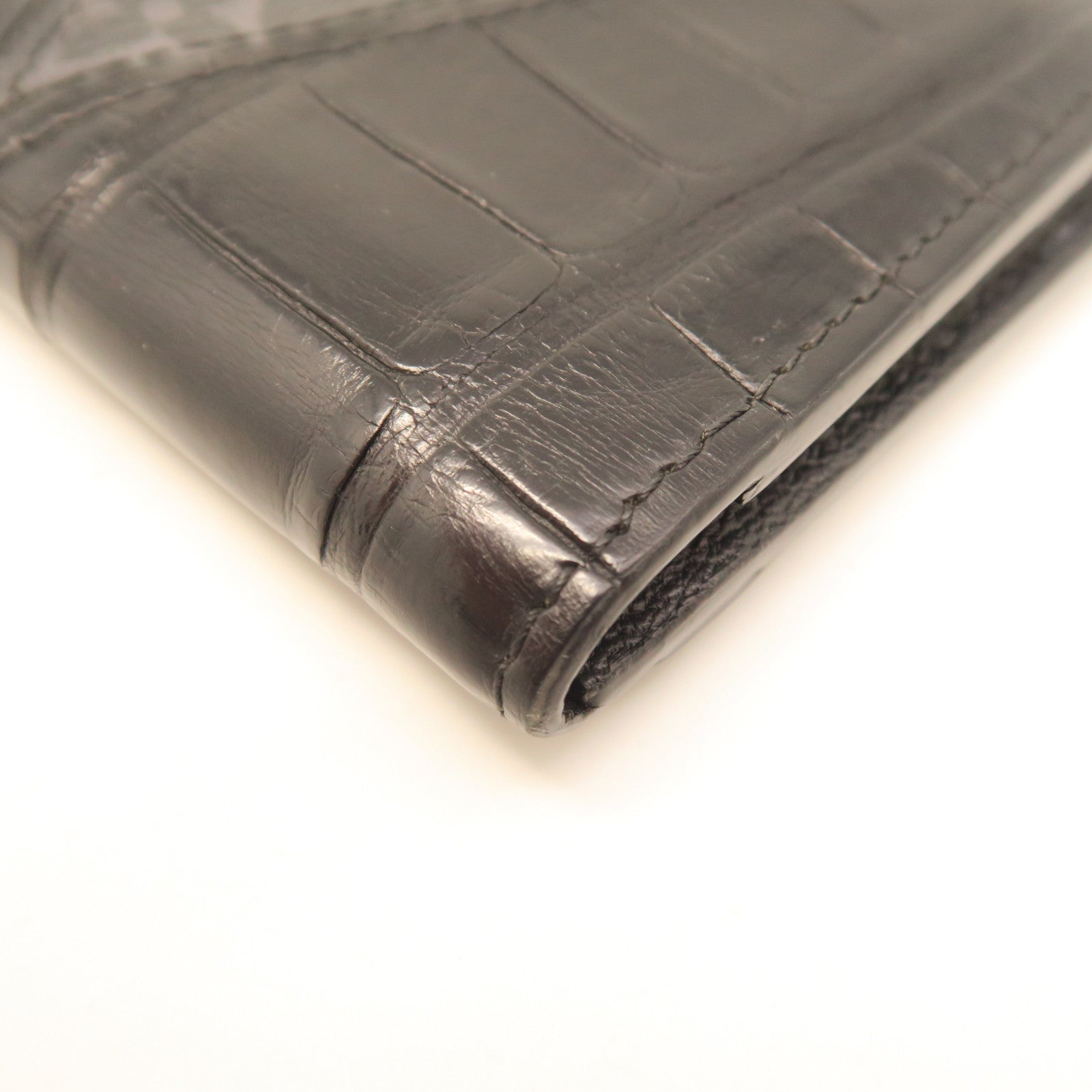 LOUIS VUITTON Monogram Eclipse Crocodile/Ostrich Leather Card Case Black