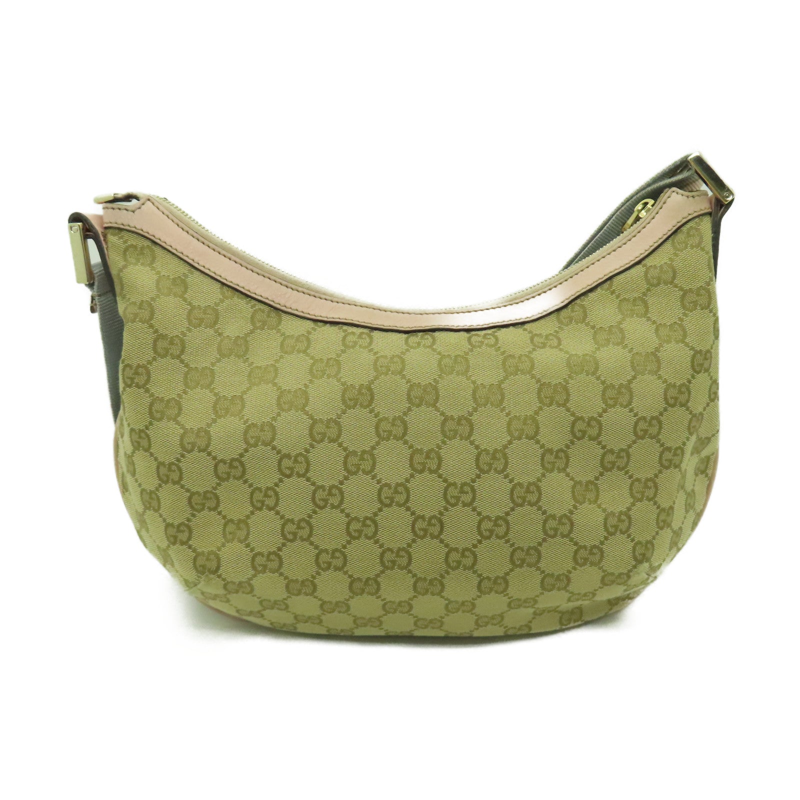 GUCCI 【激減優惠】帆布Shoulder Bag銀扣肩背袋粉紅色/米色