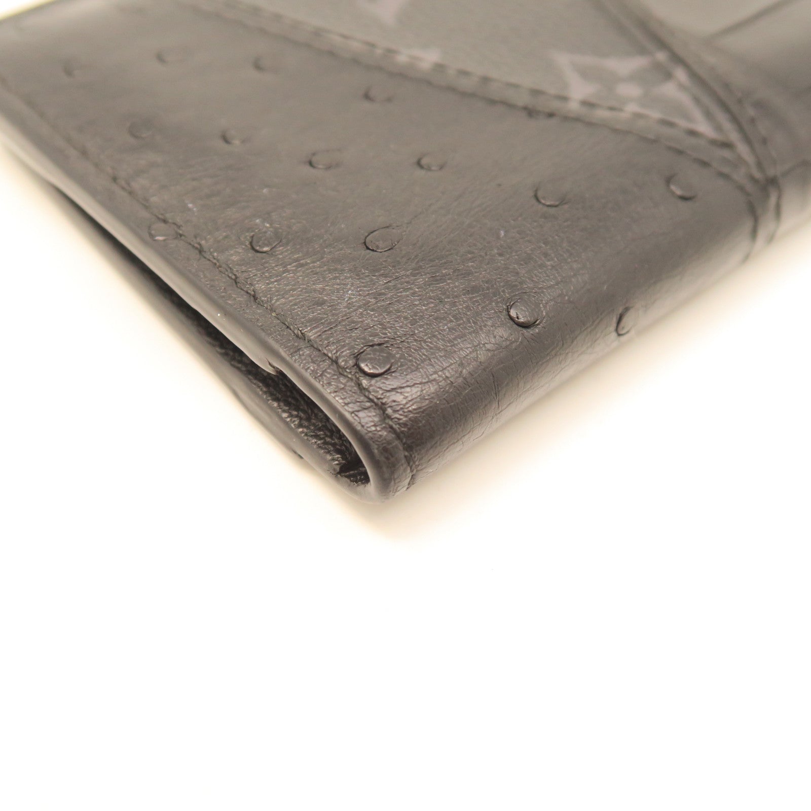 LOUIS VUITTON Monogram Eclipse Crocodile/Ostrich Leather Card Case Black
