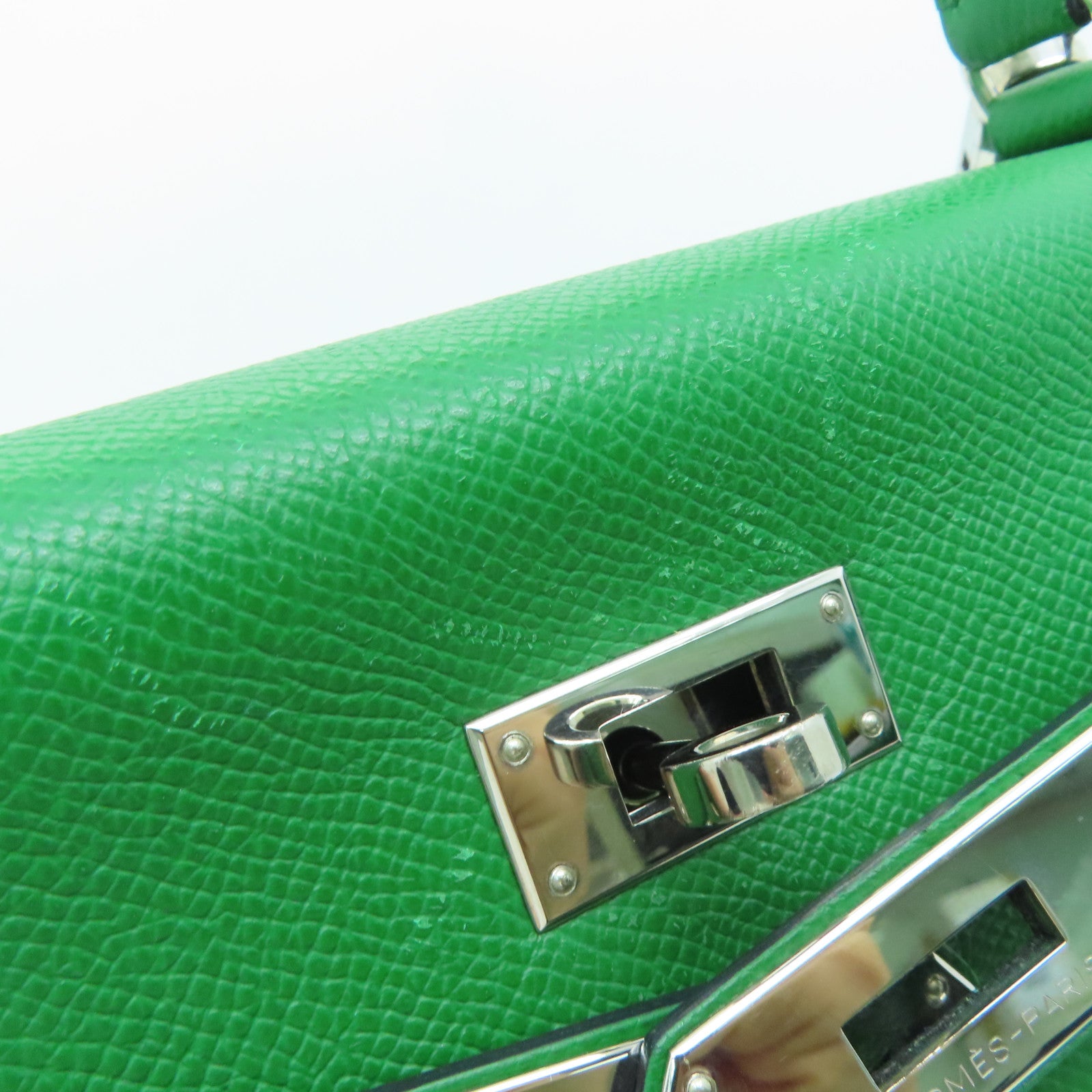HERMES 【激减优惠】Epsom皮革Kelly 32银扣手挽肩背两用袋Bengale/绿色