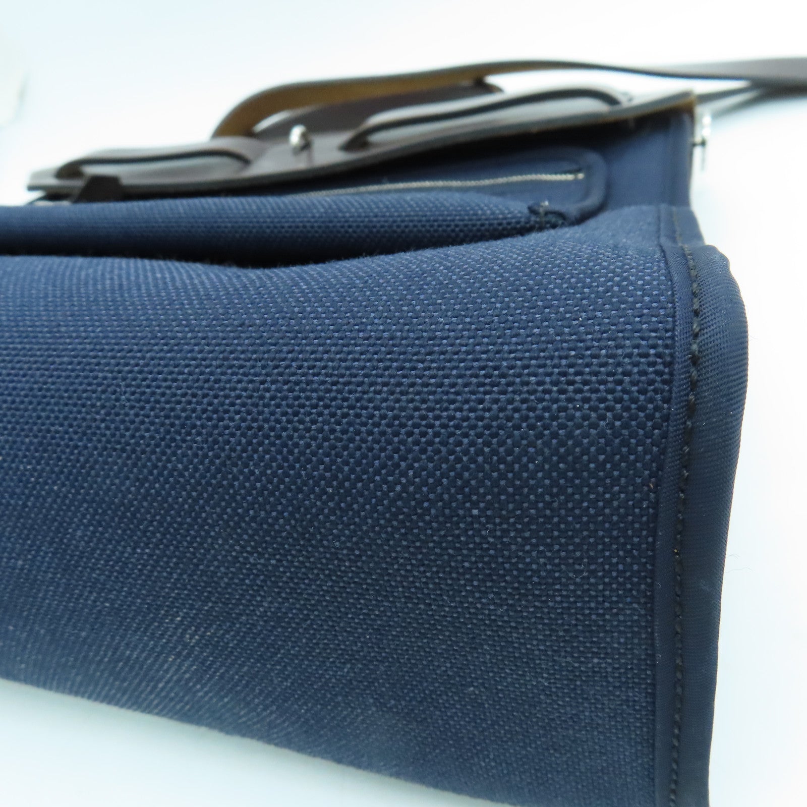 HERMES 帆布Herbag PM银扣肩带包Blue Saphire蓝色