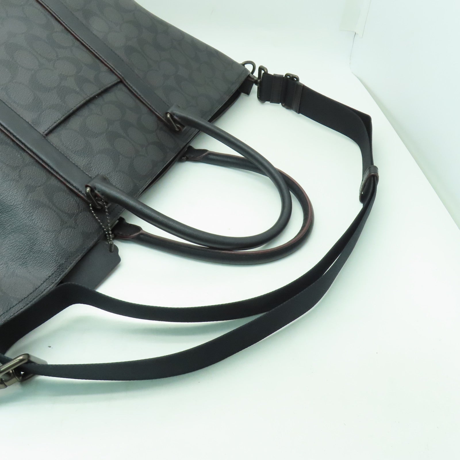 COACH 塗層帆布Tote Bag手挽肩背兩用袋黒色