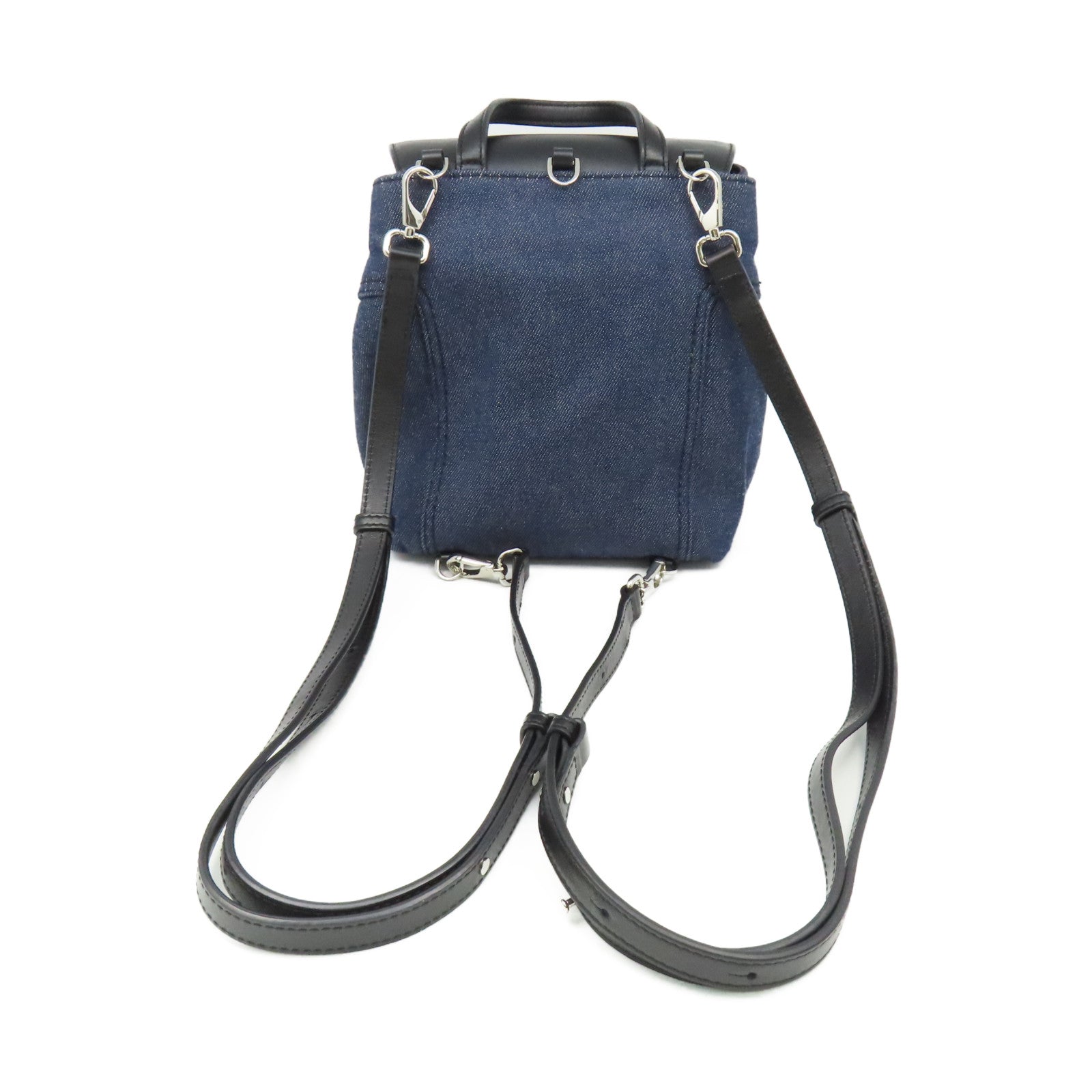 TOD’S 牛仔布/牛皮皮革2Way Backpack背包寶藍色/黑色