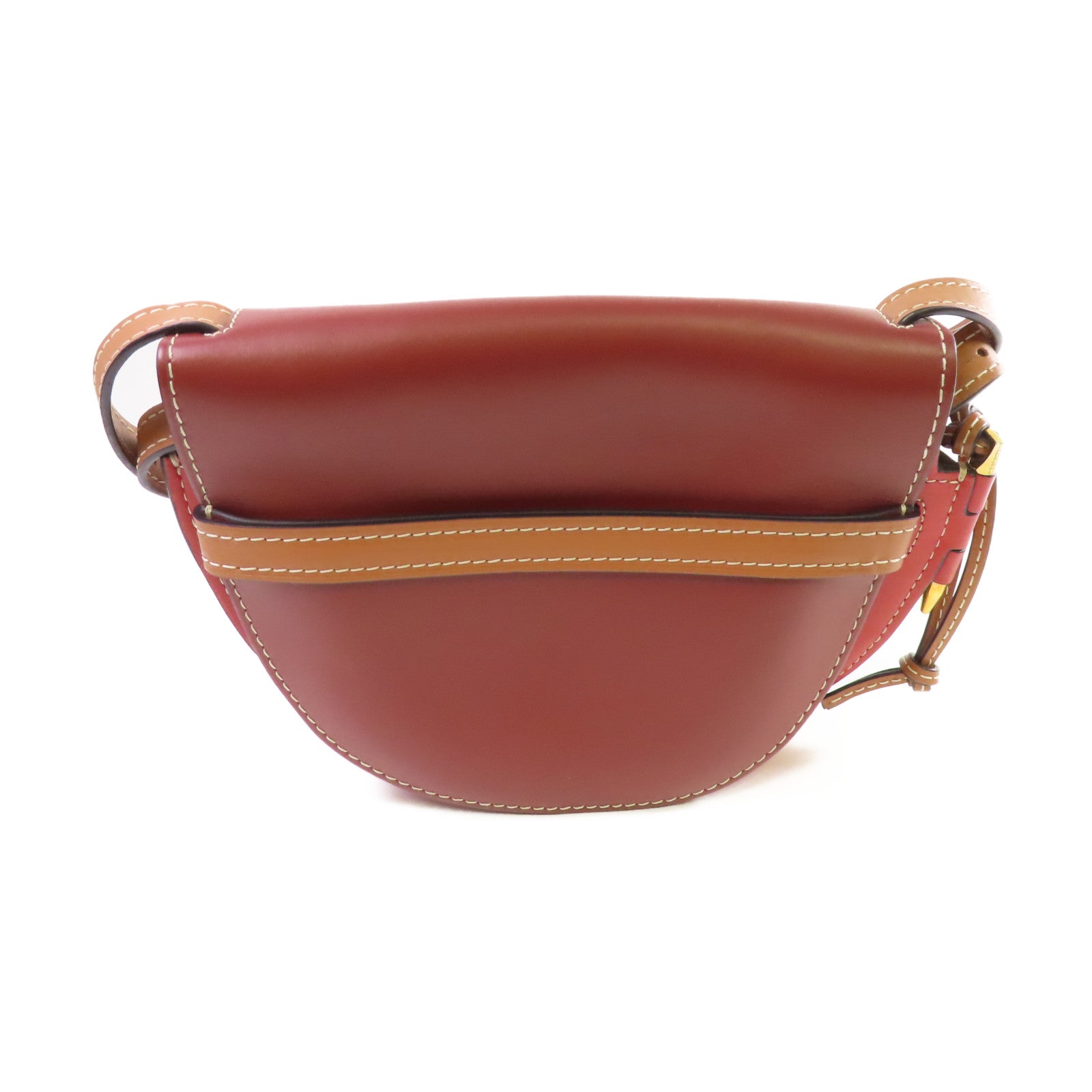 LOEWE 牛皮皮革Gate Shoulder Bag肩背袋啡色/紅色