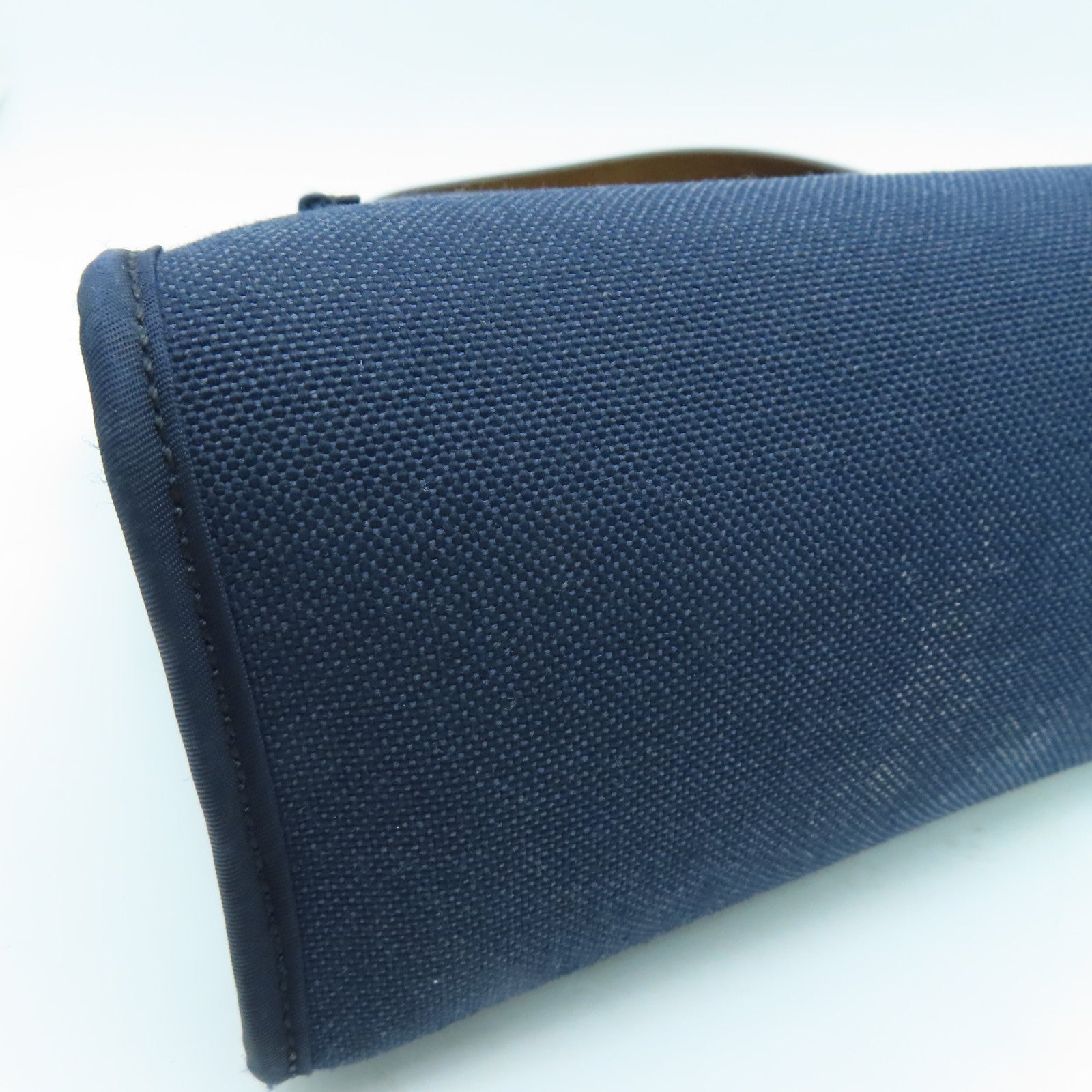 HERMES 帆布Herbag PM银扣肩带包Blue Saphire蓝色