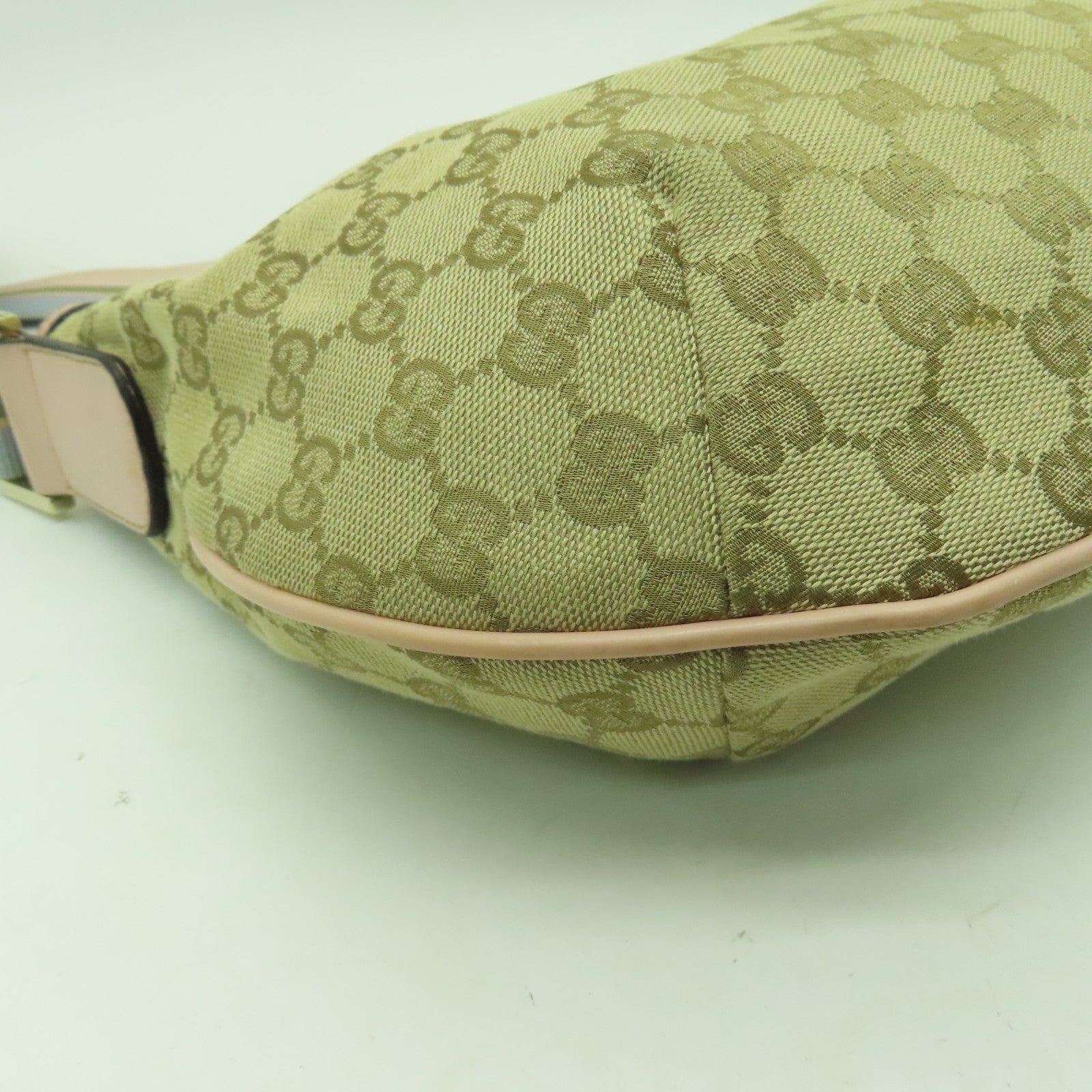GUCCI 【激減優惠】帆布Shoulder Bag銀扣肩背袋粉紅色/米色