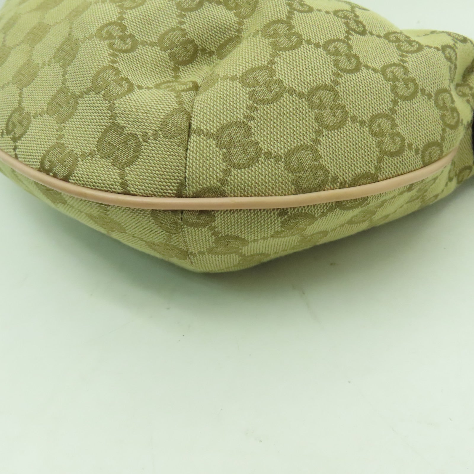 GUCCI 【激減優惠】帆布Shoulder Bag銀扣肩背袋粉紅色/米色