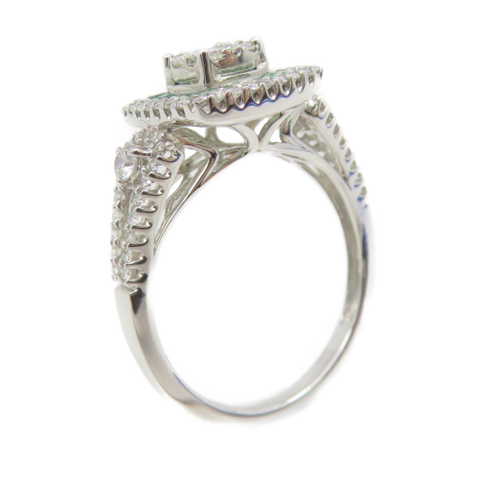 JEWELRY 18K白金/0.35ct綠寶石/0.66ct鑽石Emerald Ring戒指US#6