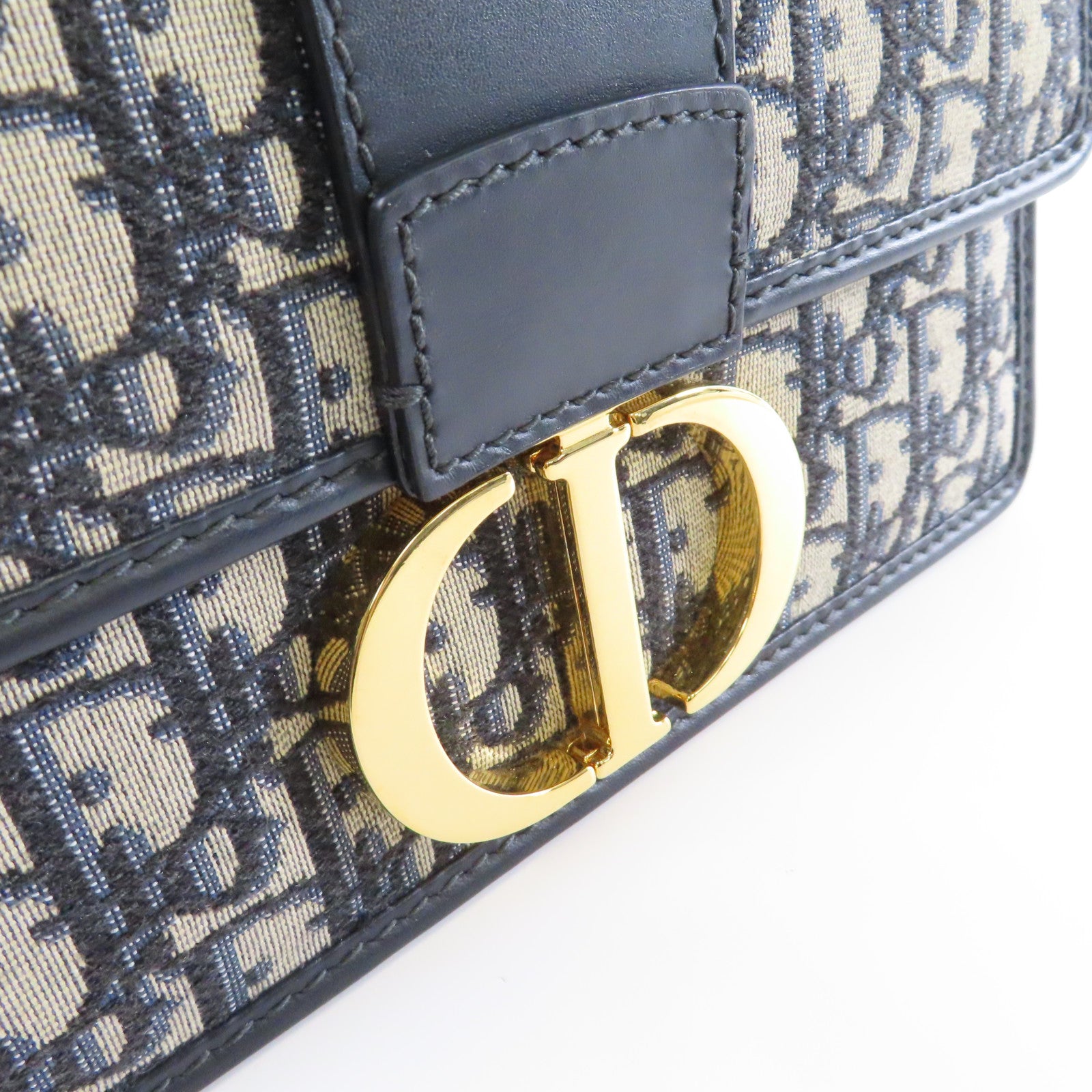 Dior Oblique帆布30 Montaigne Shoulder Bag金扣肩背袋啡色/寶藍色