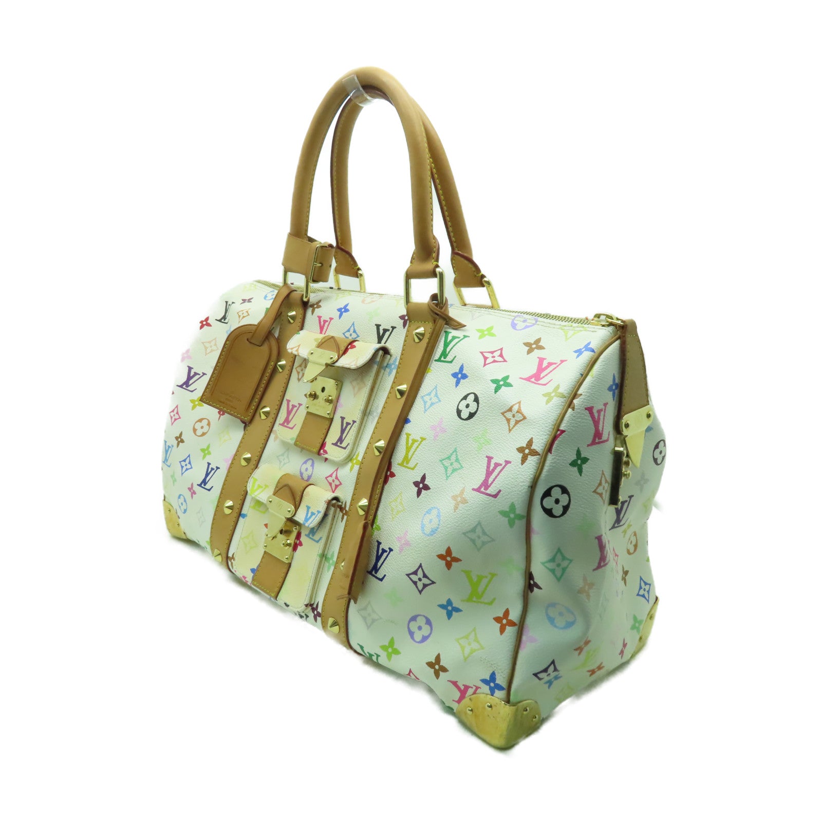 LOUIS VUITTON Monogram Multicolore Keepall 45金扣手挽袋彩色/白色