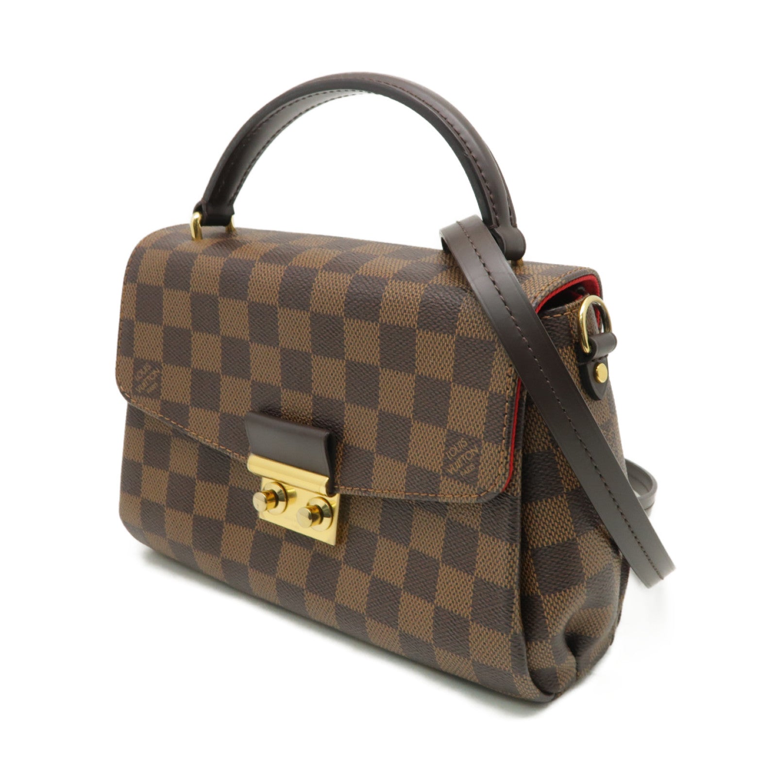 LOUIS VUITTON Damier Croisette金扣手挽肩背兩用袋棕色