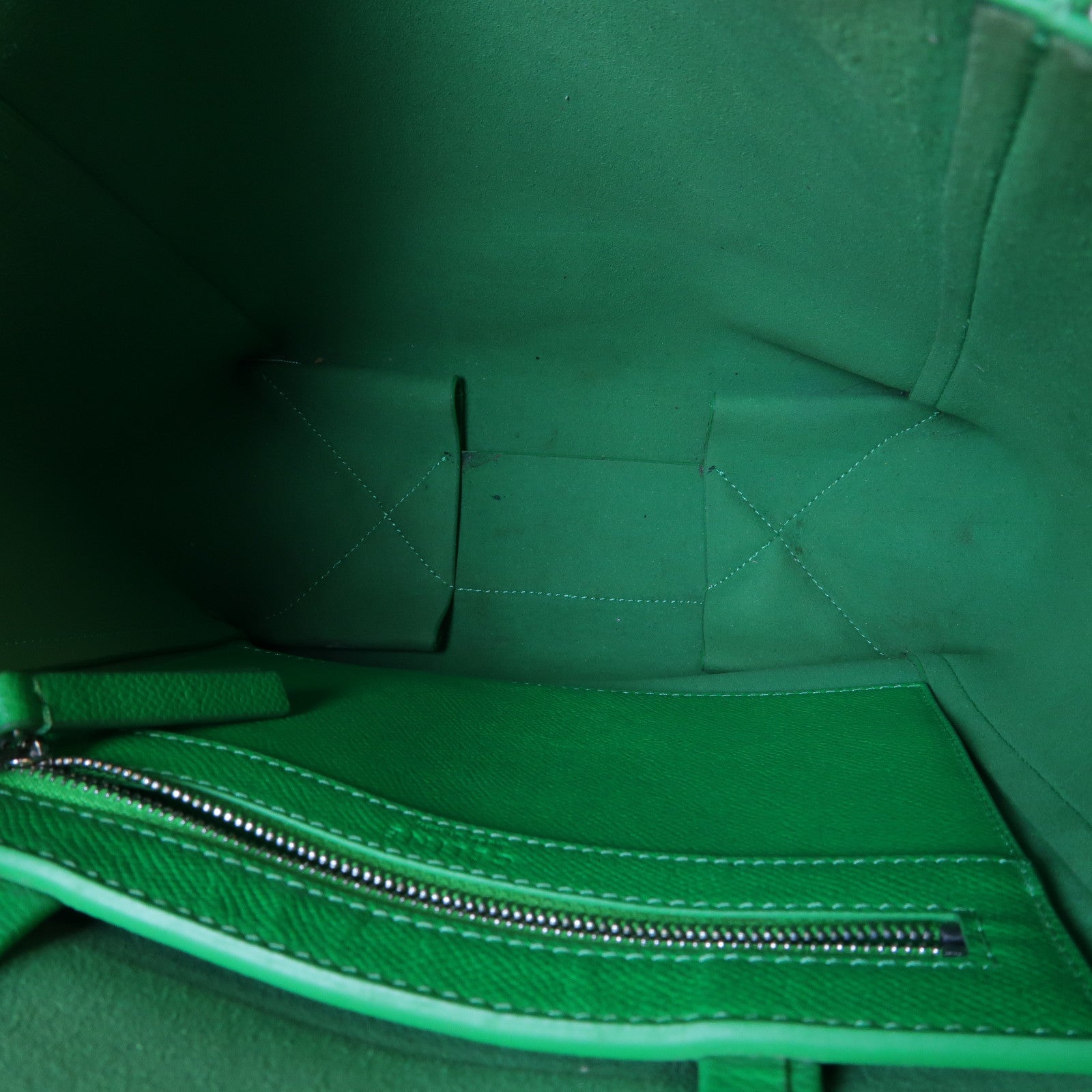 CELINE 牛皮皮革2 Way Shoulder Bag銀扣手挽肩背兩用袋綠色