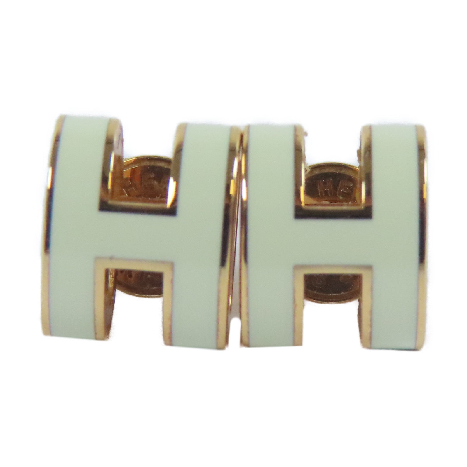 HERMES 金屬Pop H耳環金色/白色