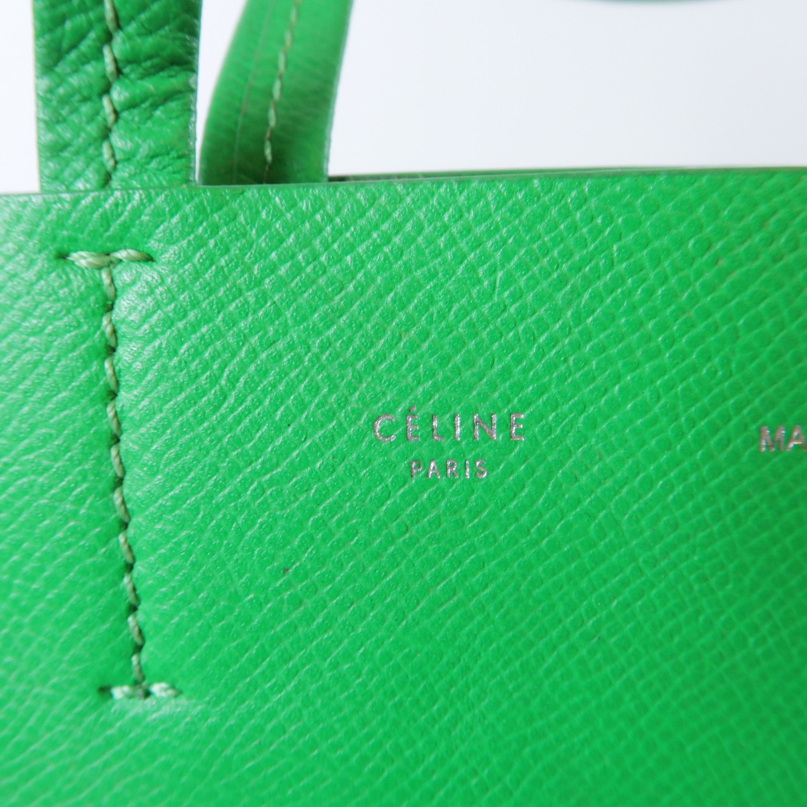 CELINE 牛皮皮革2 Way Shoulder Bag銀扣手挽肩背兩用袋綠色
