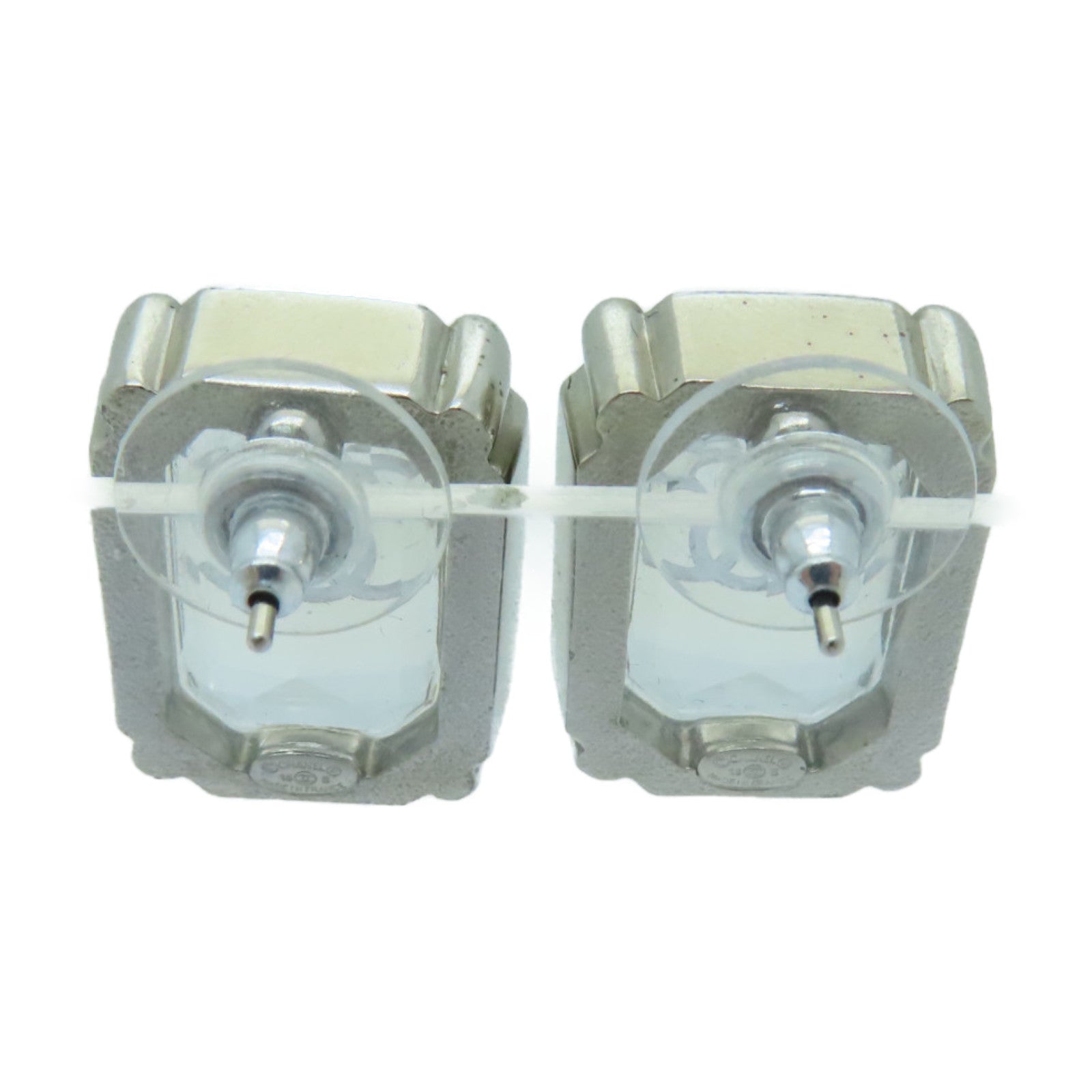 CHANEL Metal/PVC Earrings Transparent/Silver