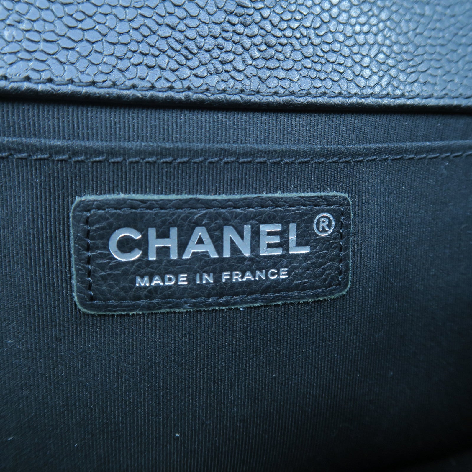 CHANEL 斜紋牛皮皮革Chain Shoulder銀扣鏈帶肩背袋黑色