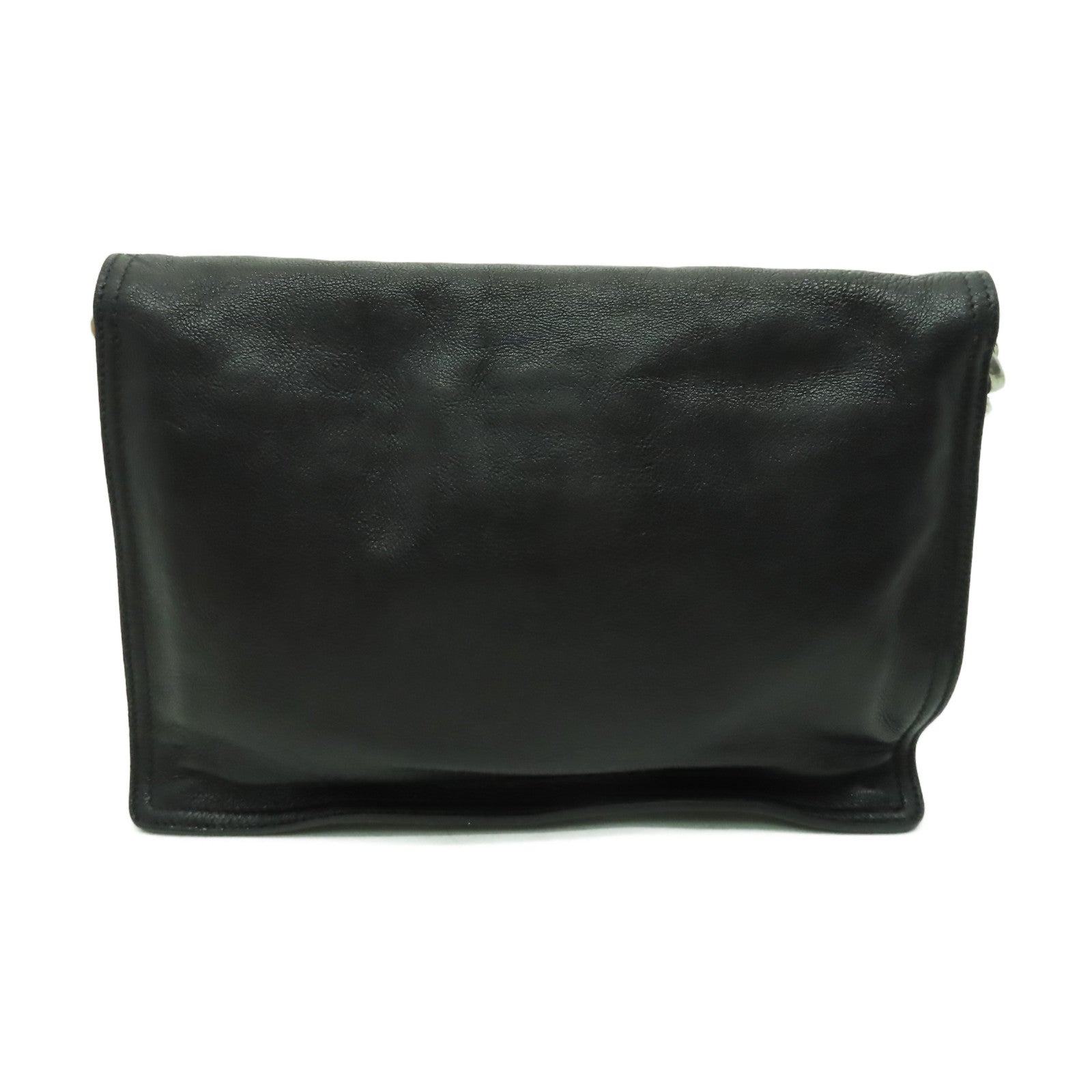 PRADA 牛皮皮革Shoulder Bag銀扣手挽肩背兩用袋黑色