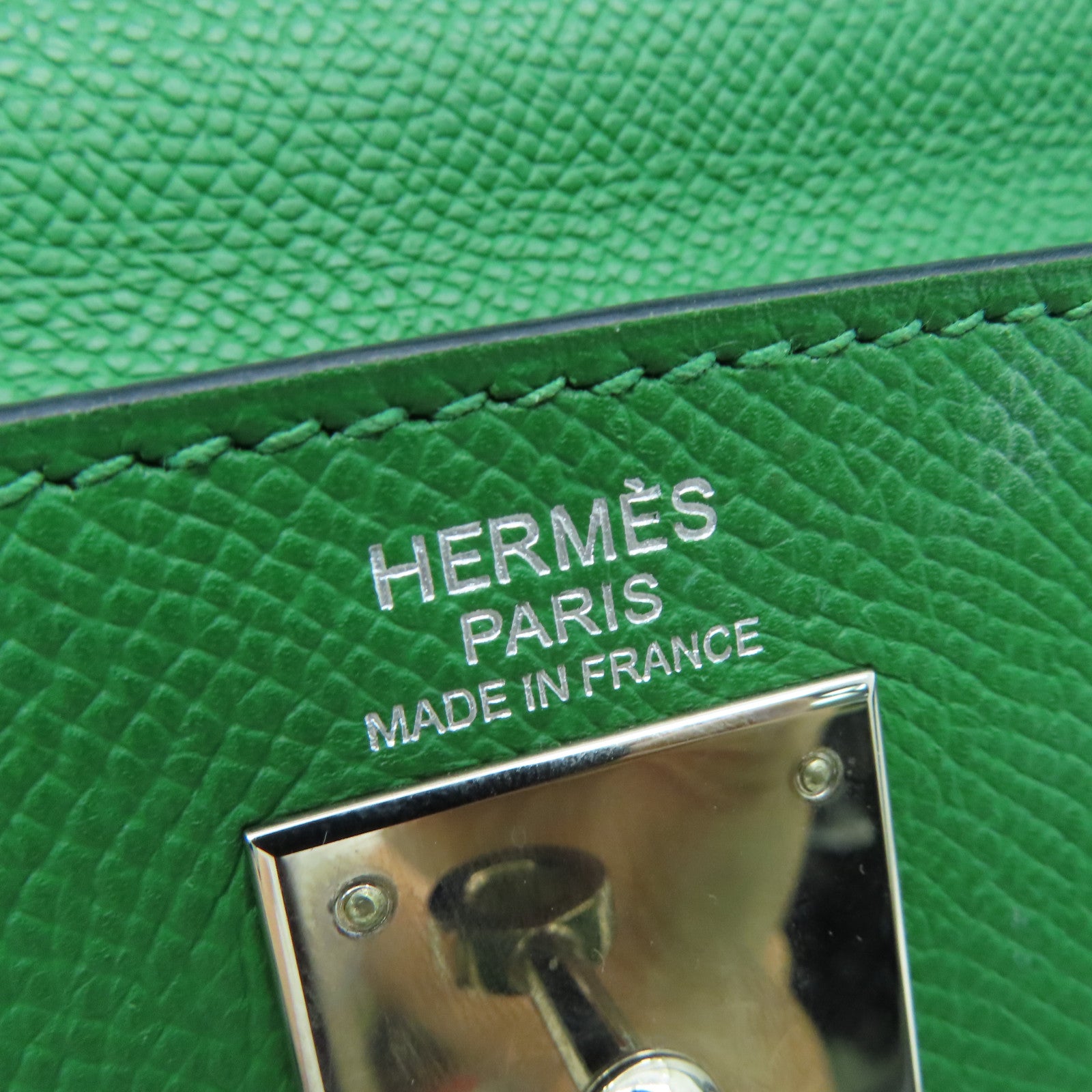 HERMES 【激减优惠】Epsom皮革Kelly 32银扣手挽肩背两用袋Bengale/绿色