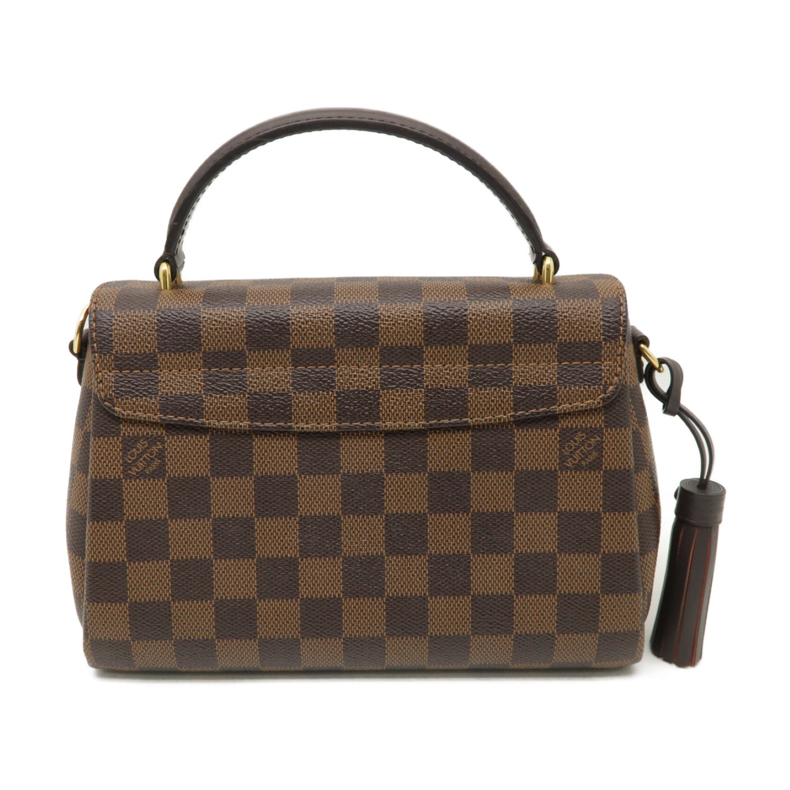 LOUIS VUITTON Damier Croisette金扣手挽肩背兩用袋棕色