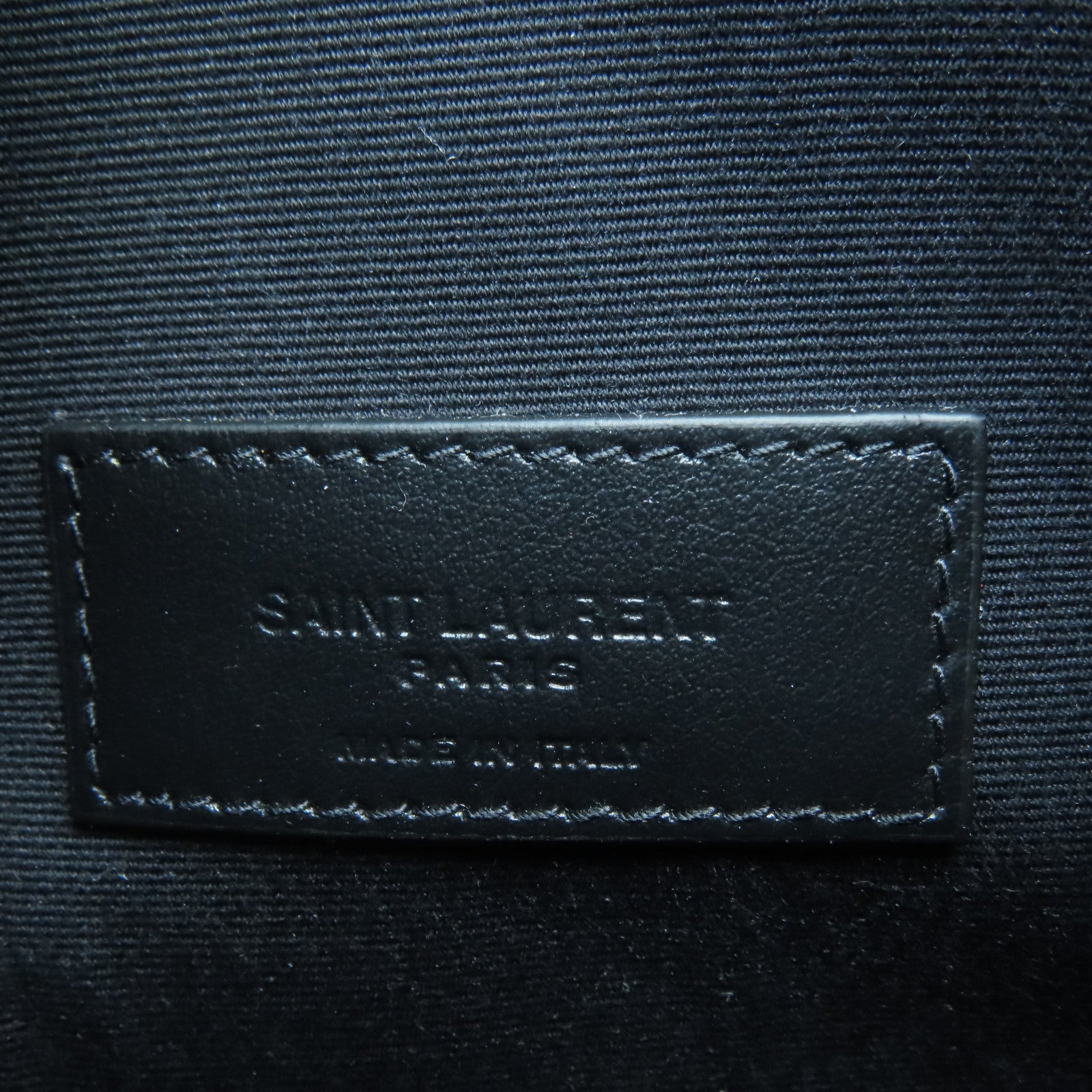 SAINT LAURENT Cowhide Leather Pouch Silver Buckle Clutch Black