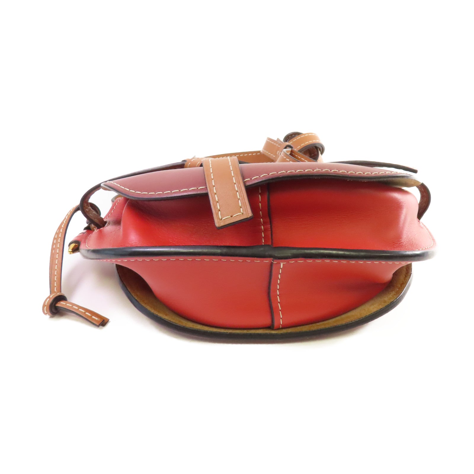 LOEWE 牛皮皮革Gate Shoulder Bag肩背袋啡色/紅色