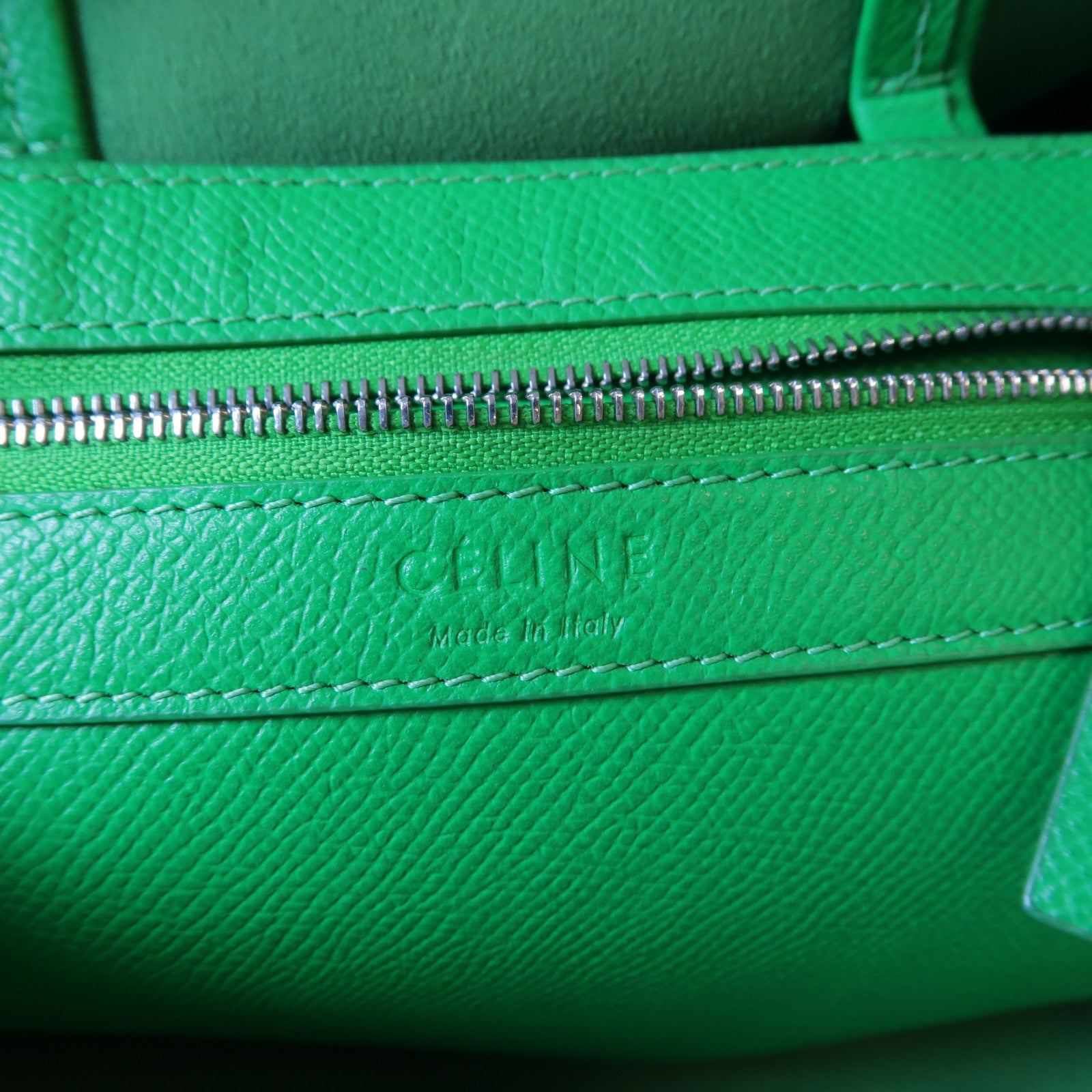 CELINE 牛皮皮革2 Way Shoulder Bag銀扣手挽肩背兩用袋綠色