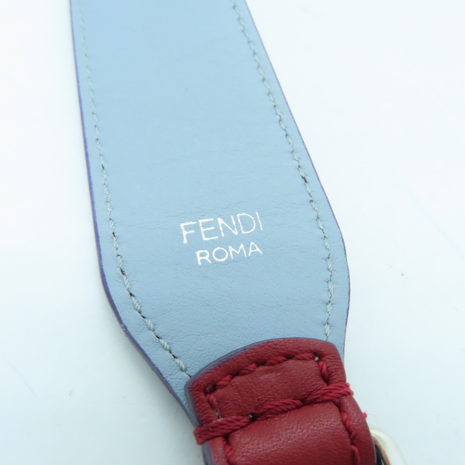 FENDI 牛皮皮革Shoulder Strap銀扣肩背帶紅色/灰色