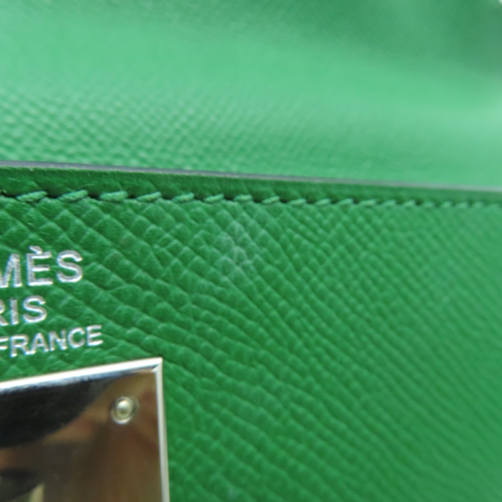 HERMES 【激减优惠】Epsom皮革Kelly 32银扣手挽肩背两用袋Bengale/绿色