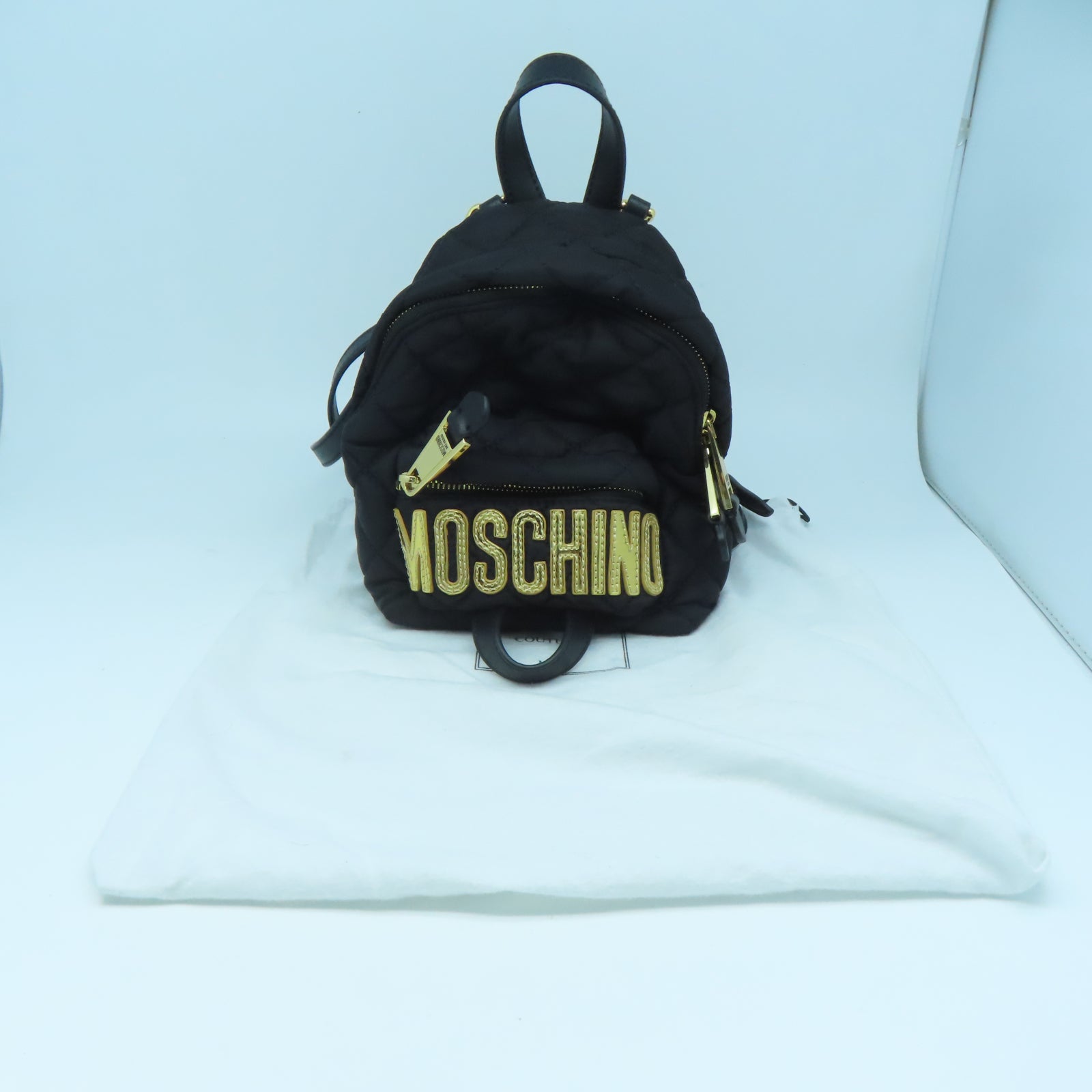 MOSCHINO 尼龍Mini Backpack背包金扣背包黑色