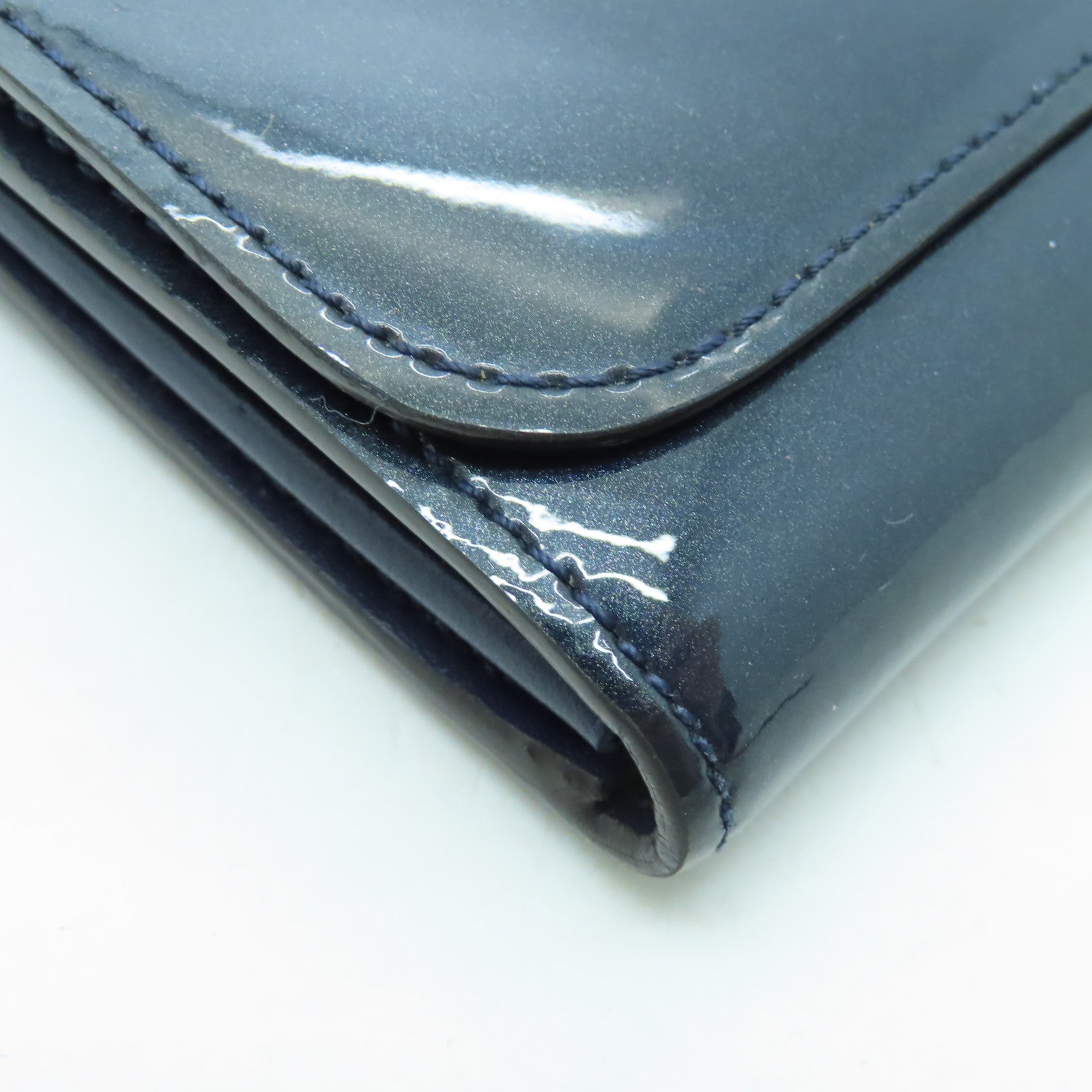 LOUIS VUITTON 漆皮皮革Twist Wallet銀扣長錢包藍色