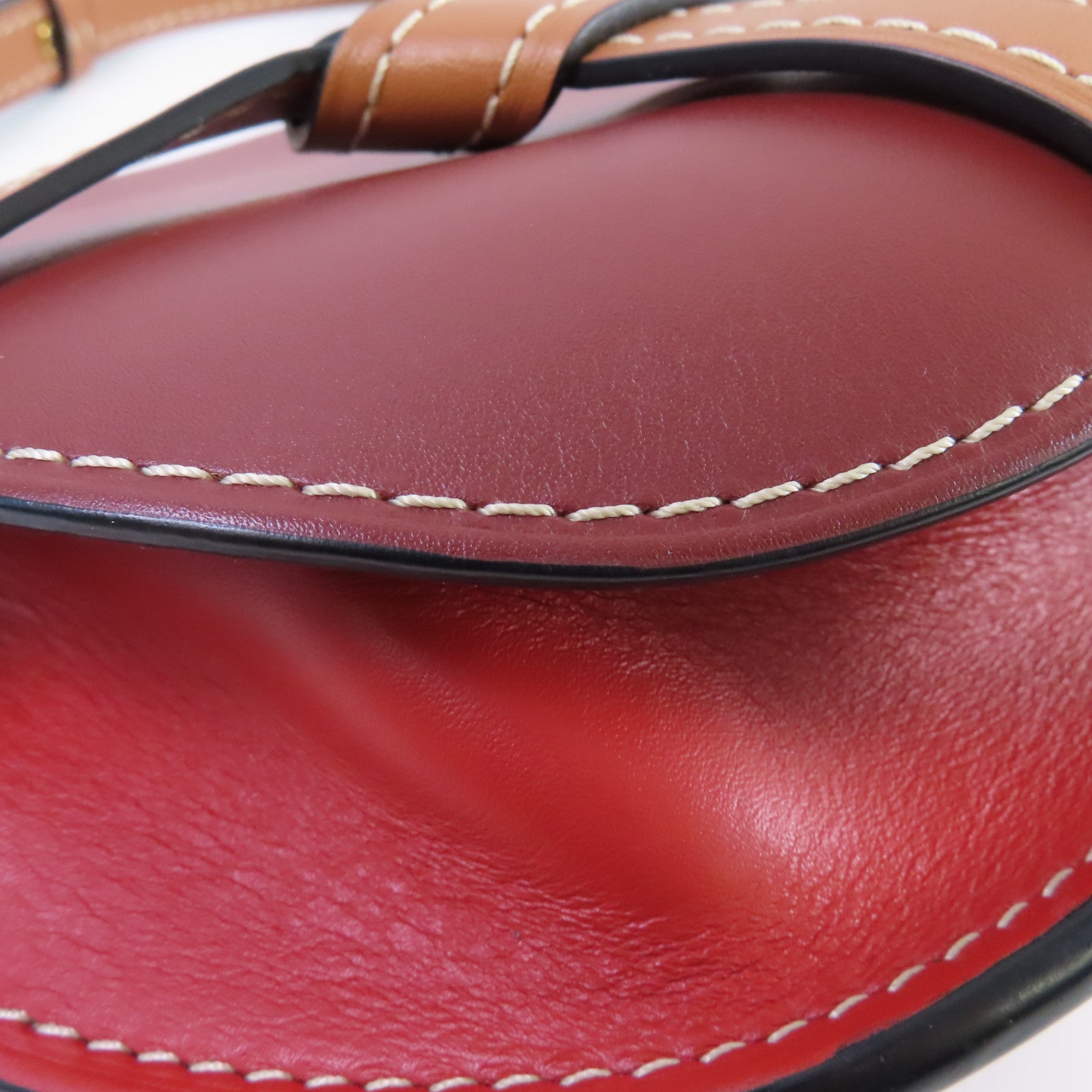LOEWE 牛皮皮革Gate Shoulder Bag肩背袋啡色/紅色