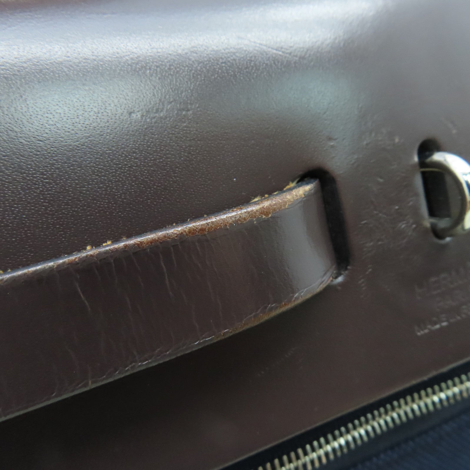 HERMES 帆布Herbag PM银扣肩带包Blue Saphire蓝色